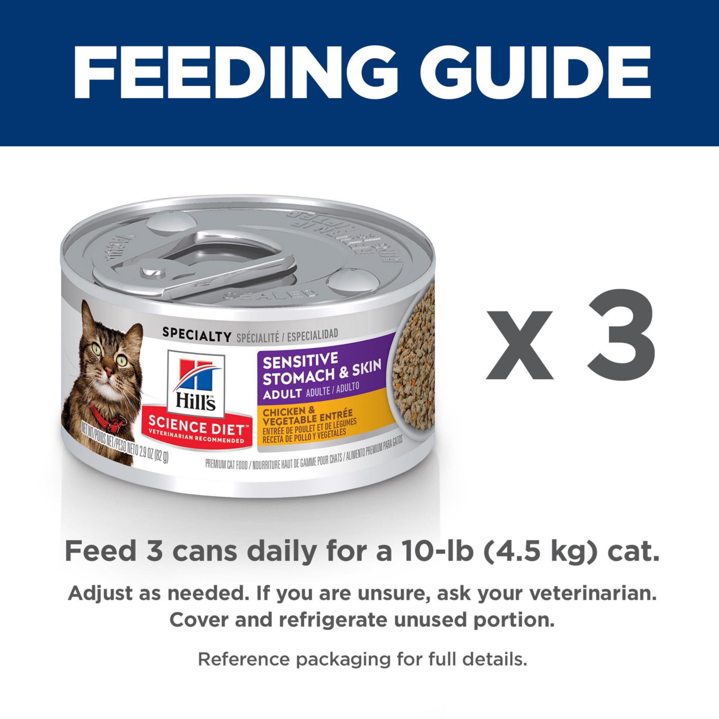 Hill's Science Diet Sensitive Stomach & Skin Chicken & Vegetable Entree Canned Cat Food, 2.9 oz, Case of 24, White