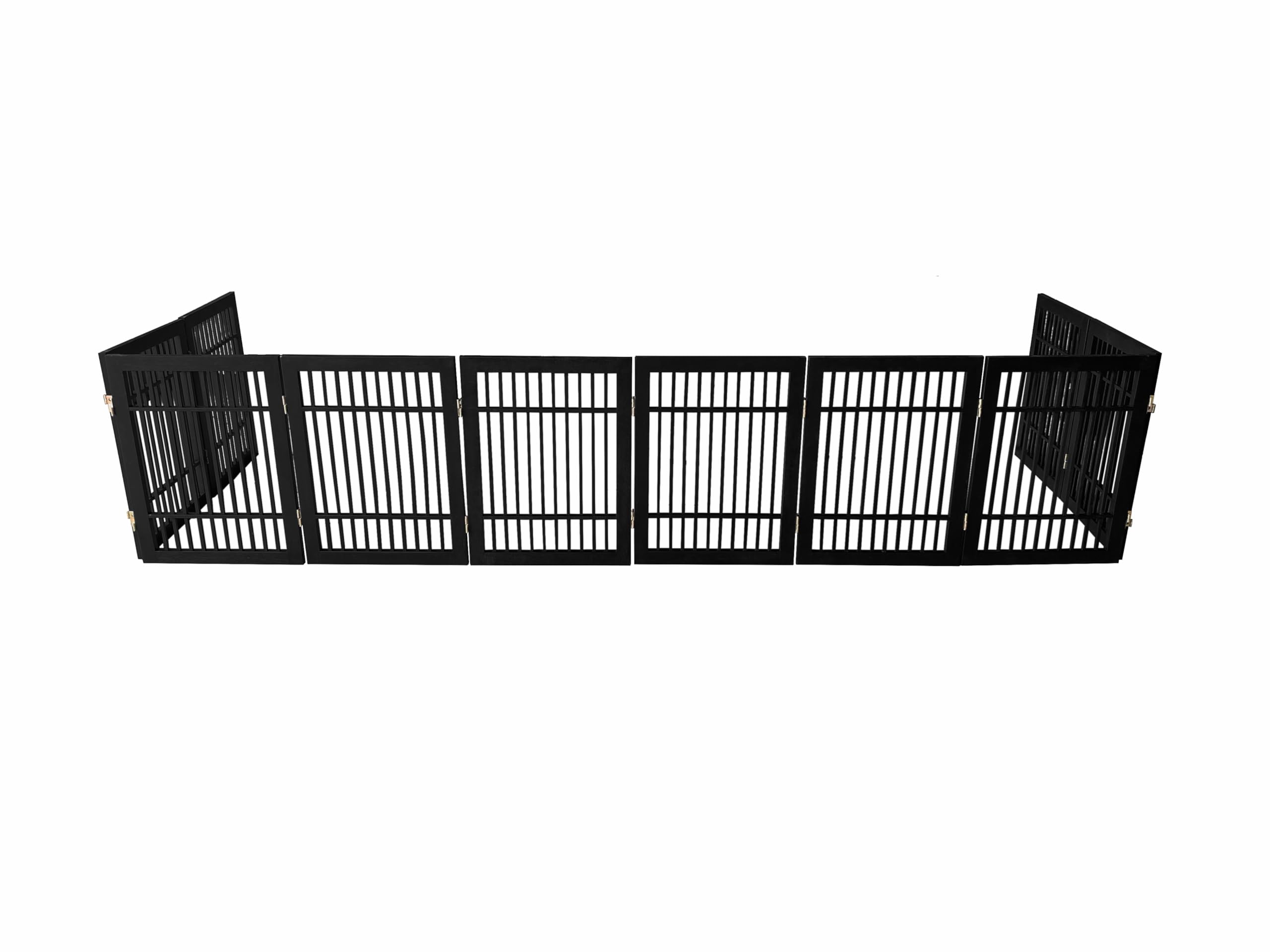 Pet Dog Gate Strong and Durable Freestanding Folding Acacia Hardwood Portable Wooden Fence Indoors or Outdoors by Urnporium (Bla