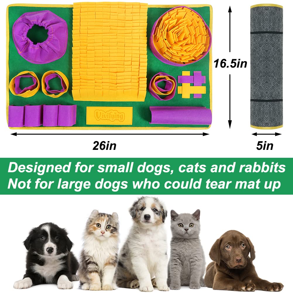 Vivifying Snuffle Mat for Dogs - Interactive Puzzle Toy, 26x16.5 Inch, Felt Cloth, Yellow Purple Green, Model 20230504