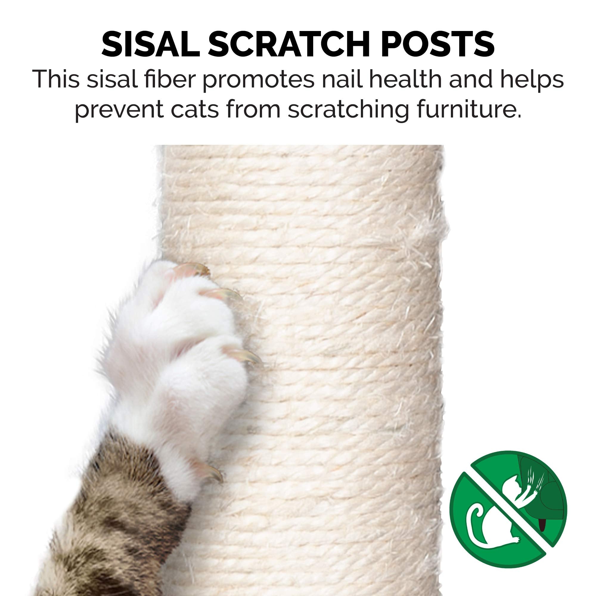 Furhaven 15.75'' Tall Playground For Indoor Cats, Ft. Sisal Scratching Posts, Self-Grooming Brush, & Toy - Tiger Tough Hammock I