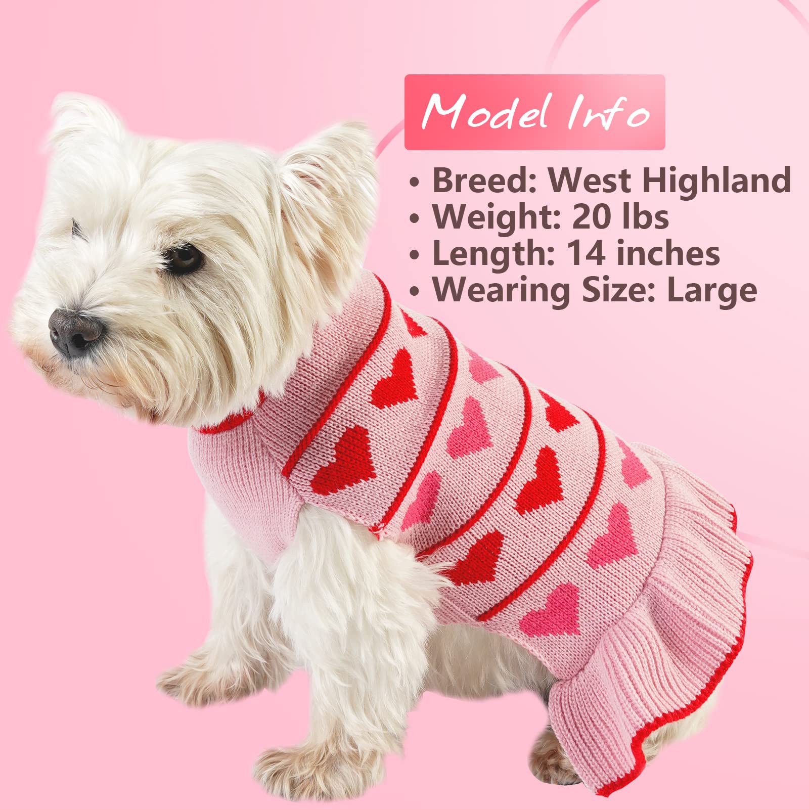 Kyeese Valentines Day Dog Sweaters Cute Red Love Design Dog Sweaters With Leash Hole Pet Sweater Pet Clothes,Xl