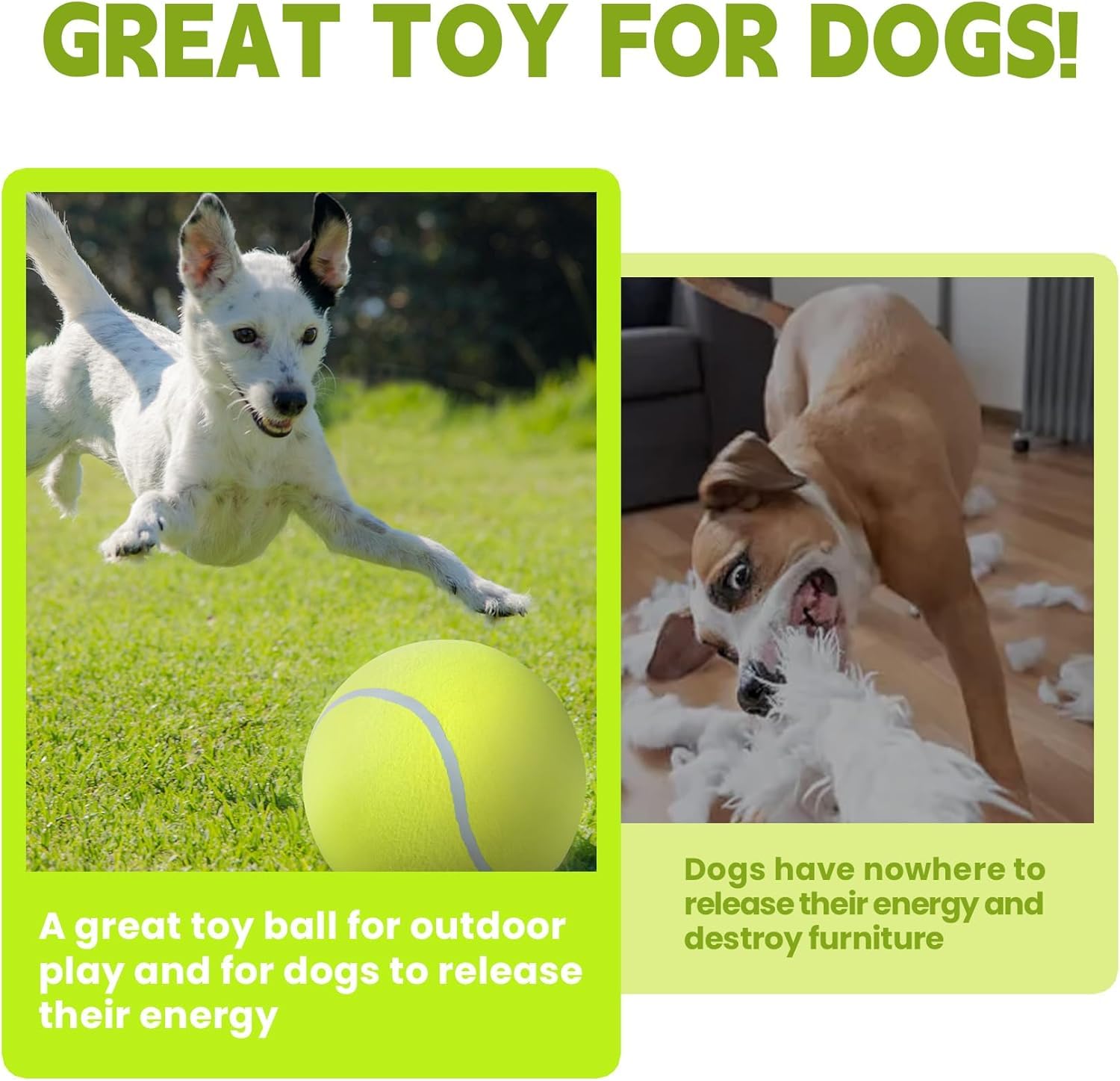 TYLIN Giant 9.5'' Dog Tennis Ball - Funny Outdoor Sports Ball Yellow Big Tennis Balls for Birthday Gift