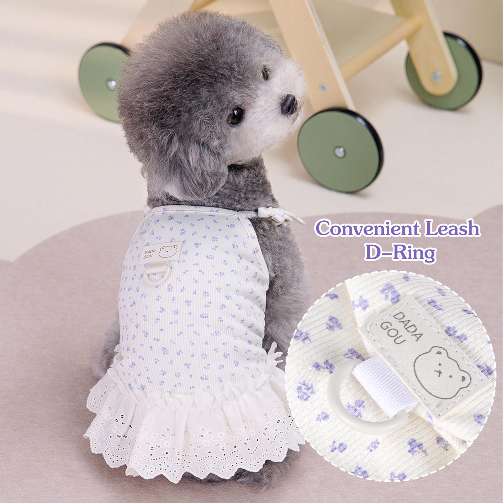 Yaopelky Dog Summer Clothes For Small Medium Dogs Cat Daisy Flower Cute Pet Dress With D-Ring Sleeveless Puppy Outfits Doggy Shi