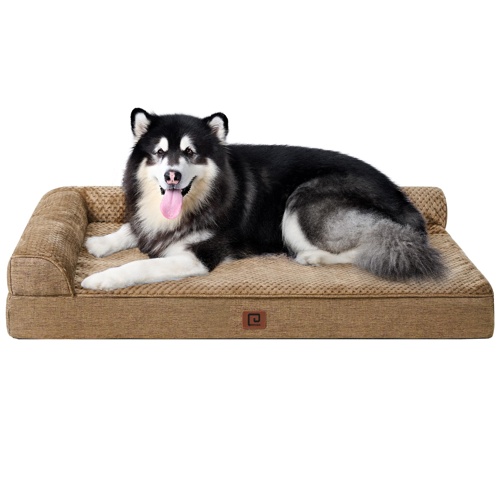 Eheyciga Memory Foam Orthopedic Xxl Dog Bed, Washable Dog Bed With Waterproof Lining Removable Cover, Extra Large Giant Dog Bed Sofa With Nonskid Bottom Pet Couch Bed, 48X36 Inches, Camel