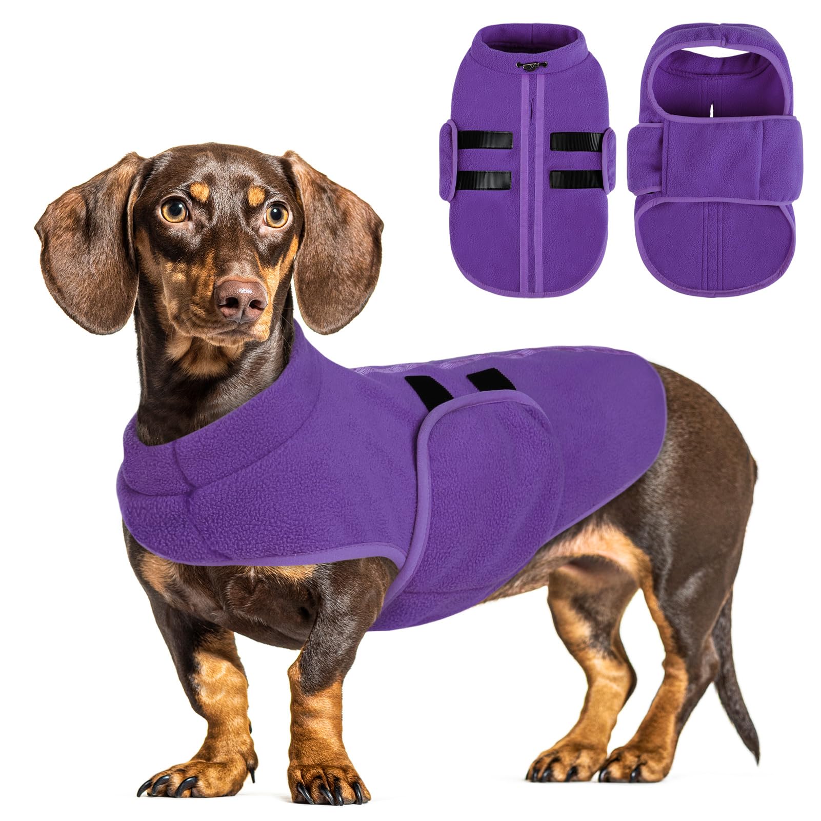 Queenmore Xxs Dog Sweaters, Soft Fleece Vest Pullover Dog Jacket With Leash Hole, Warm Winter Dog Clothes Cold Weather Doggy Dachshund Sweater For Small Dogs Cats Boy Or Girl (Lavender, Xxs)