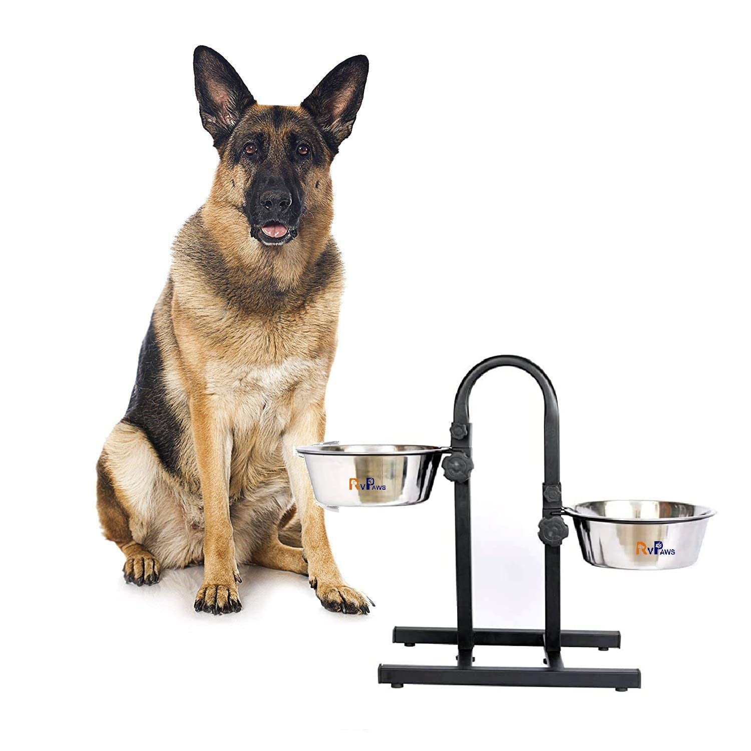 Woofy Dog Feeding Bowl With Adjustable Stand, Dog Elevated Diner With Stainless Steel Bowl Set U Type, (Set Of 2 Bowls With USt