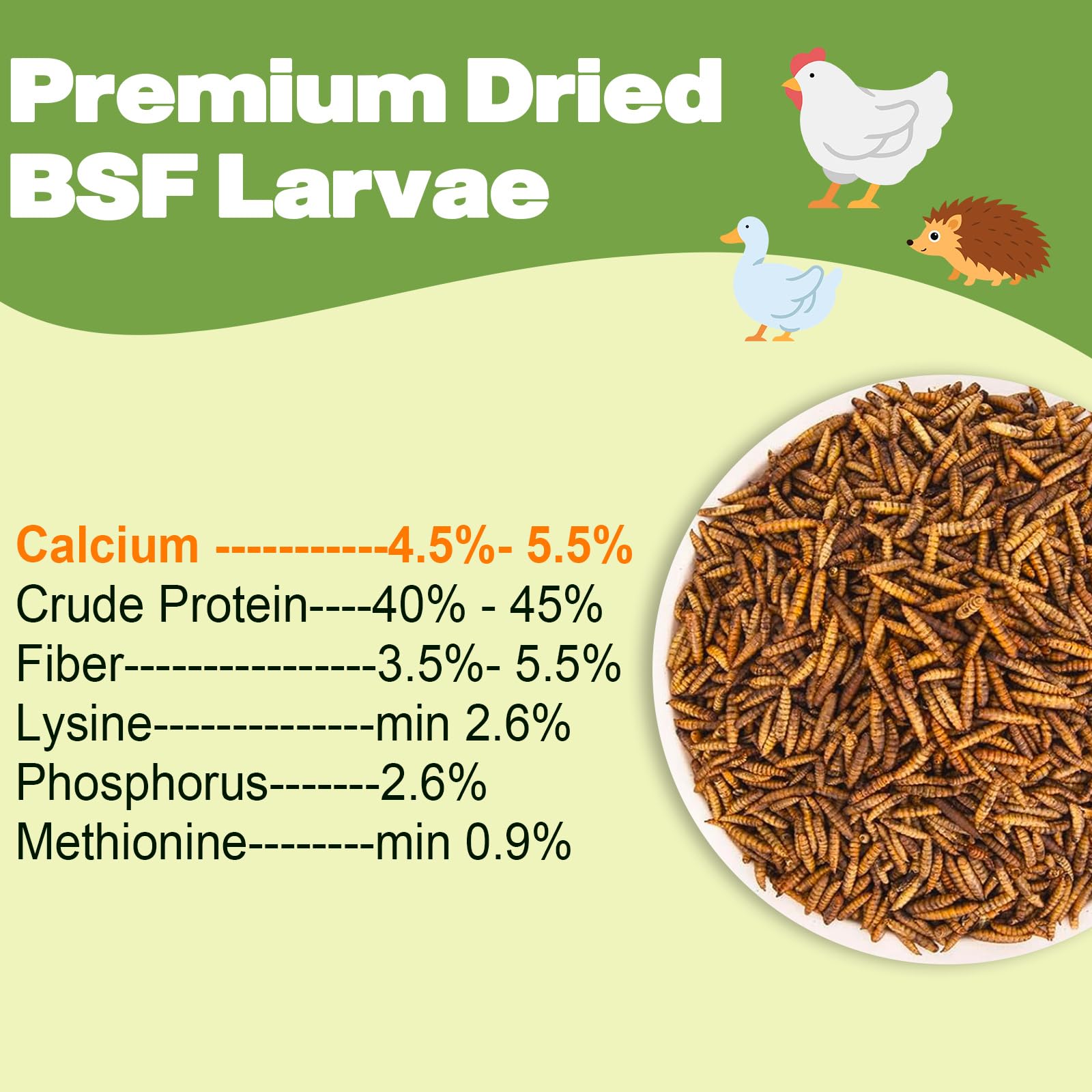 LIWII 22LB Dried Black Soldier Fly Larvae, 2 Pack of 11 LBS, 86X Calcium Than Dried Mealworms, High Protein Non-GMO Organic Chic