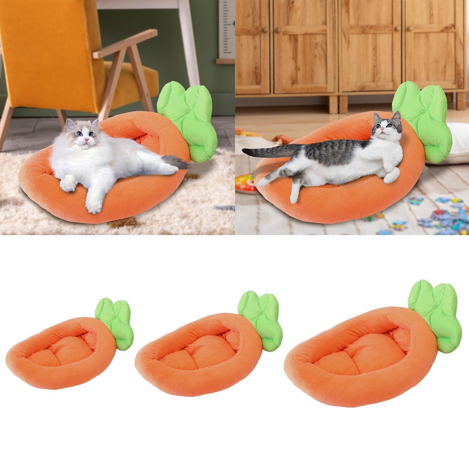 Fashion My Day Dog Nesting Bed Carrot Themed Comfortable Soft Removable Cover Puppy Cushion S