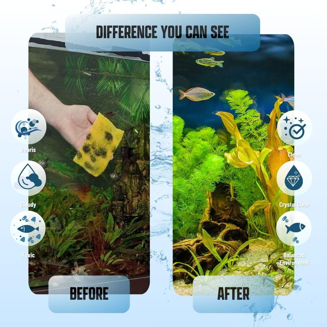 Premium Aquarium Filter Media Pad - Cut-To-Fit Roll, Fresh And Saltwater Safe, Blue & Dye-Free Options, Made In Usa (Blue Bonded