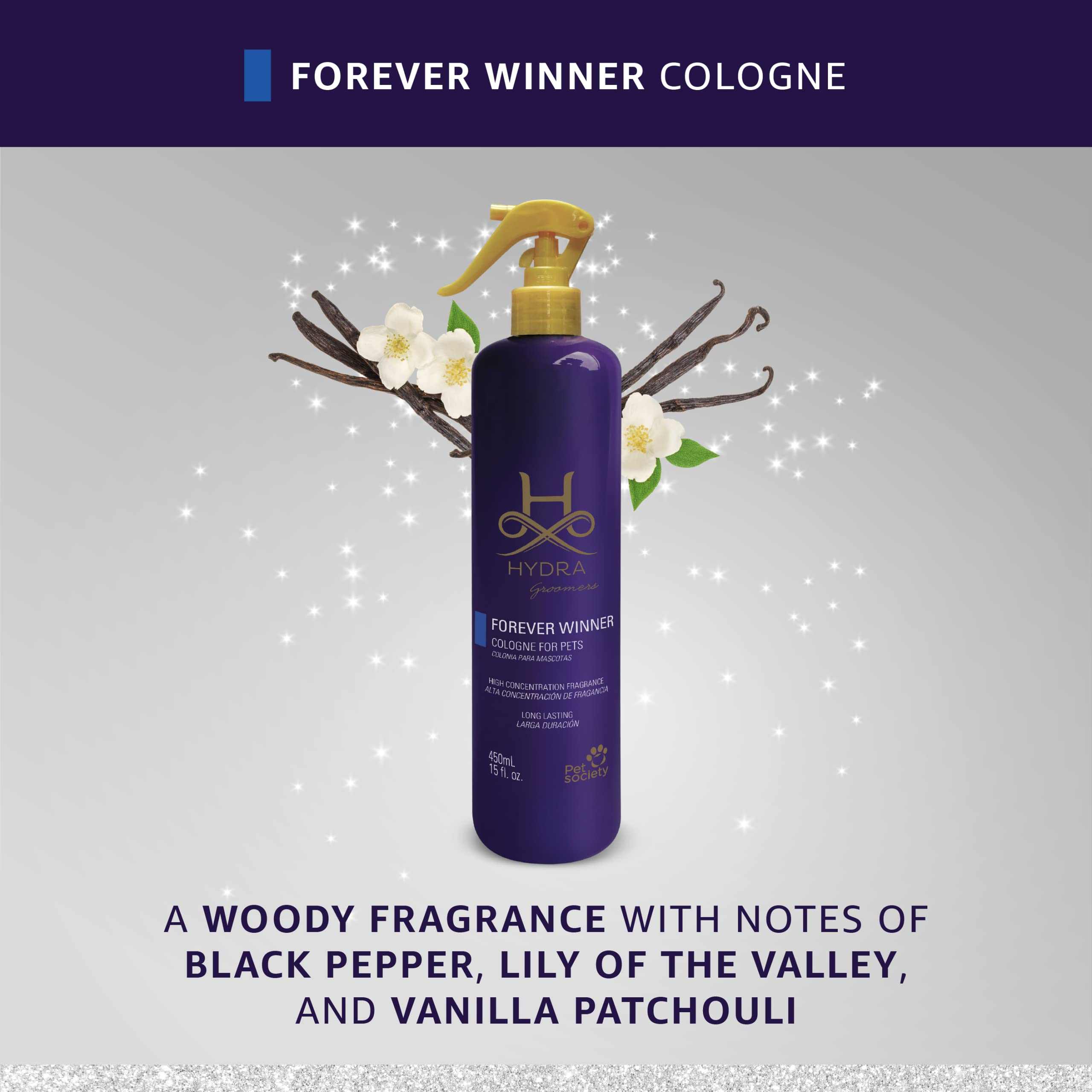 H HYDRA GROOMERS Forever Winner Cologne Spray for Cats & Dogs, 15 fl. oz., Winner Color, Model h11124