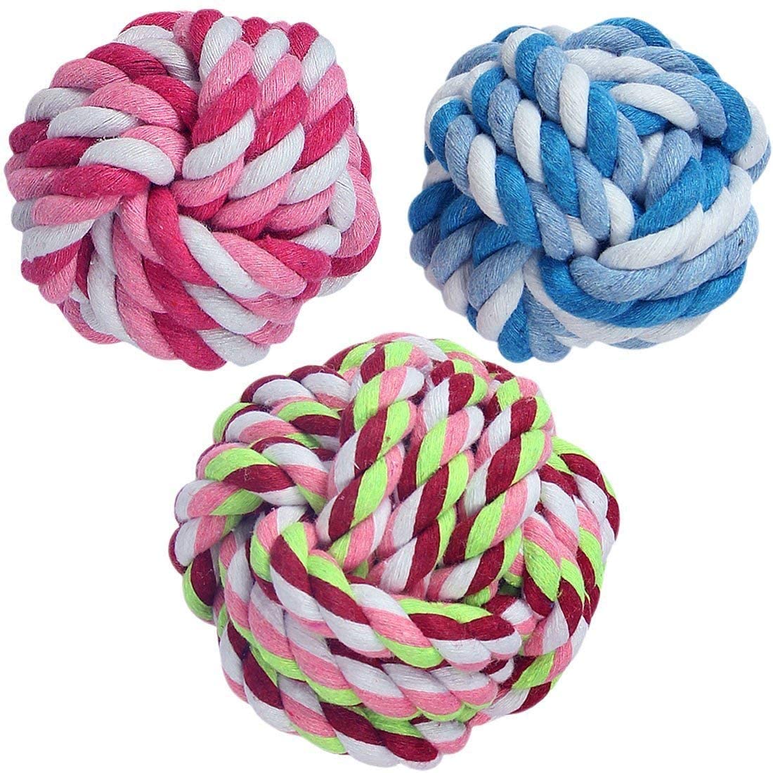 Woofy Pet Toy Chew Teething Cotton Rope Knot Ball Toys For Dog Tooth Clean Ball BiteResistant Dog Chew Puppy Training Interacti