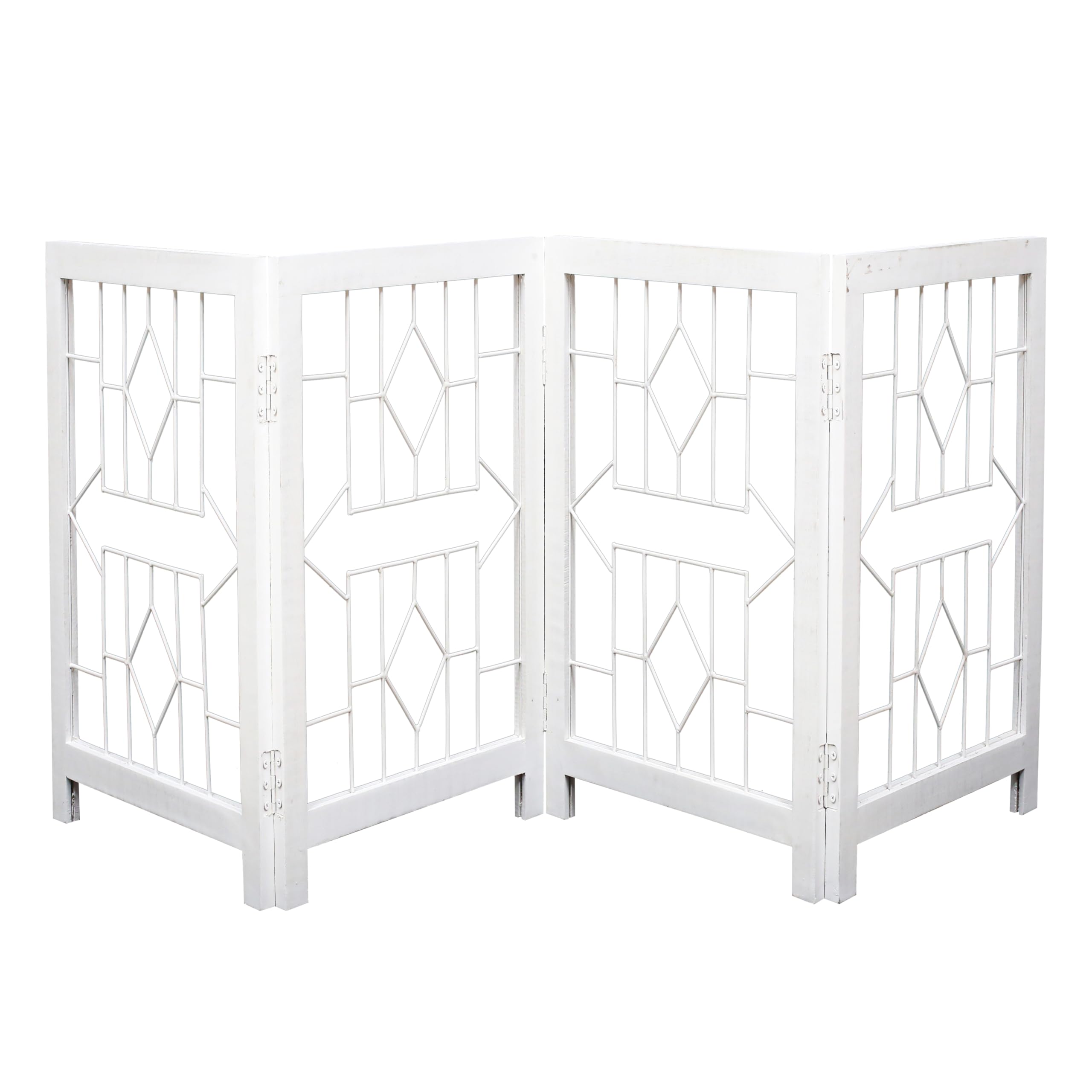 Foldable Freestanding Wooden Dog Gate - 72 Wide, 4 Panels (18 Each), Indoor Pet Gate For Doorways, Stairs & Home - White