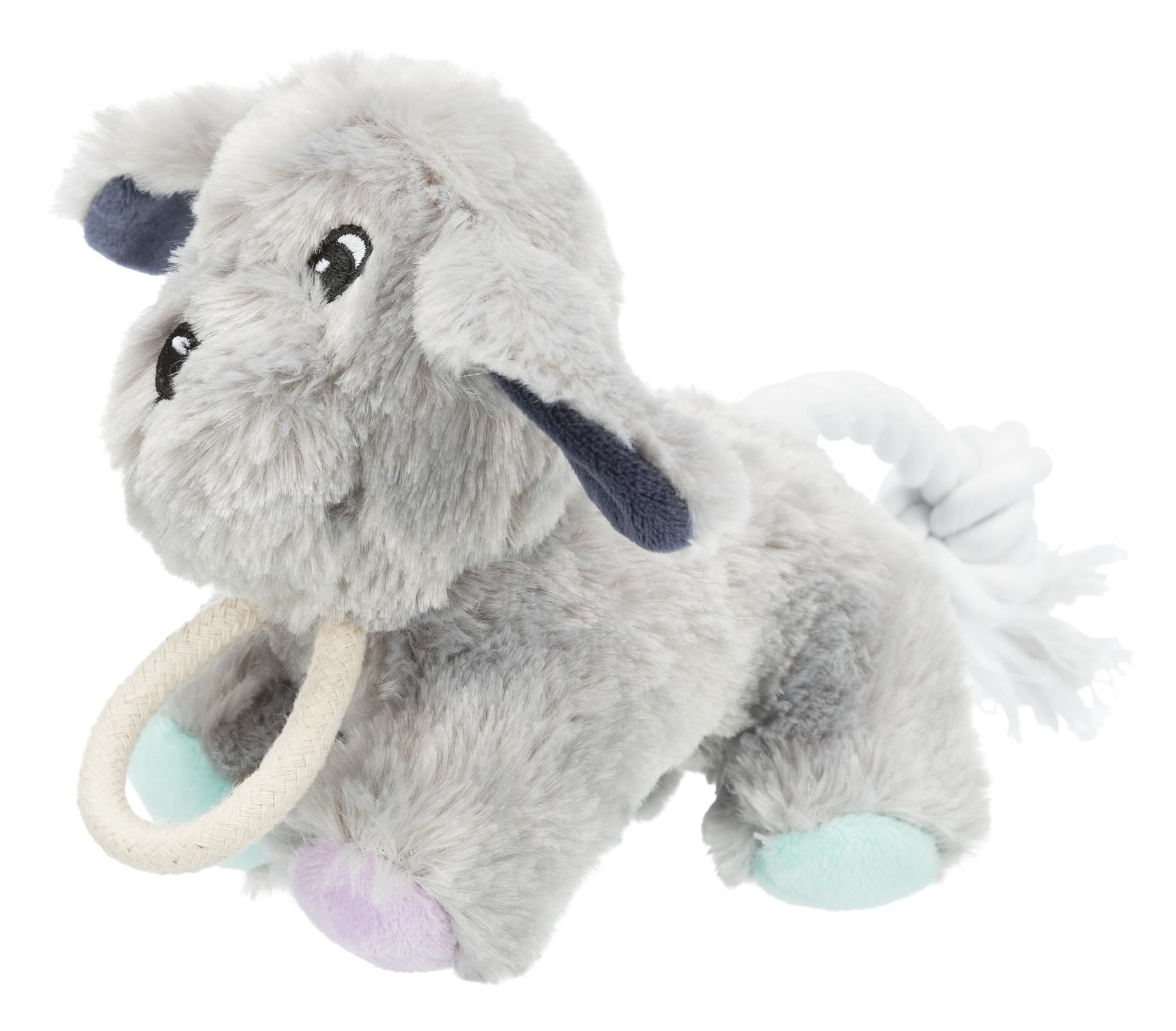 Trixie Junior Collection Plush Toy For Puppies, Soft Fabric Dog Toy With Rope And BuiltIn Squeaker, Ideal For Teething, Trainin