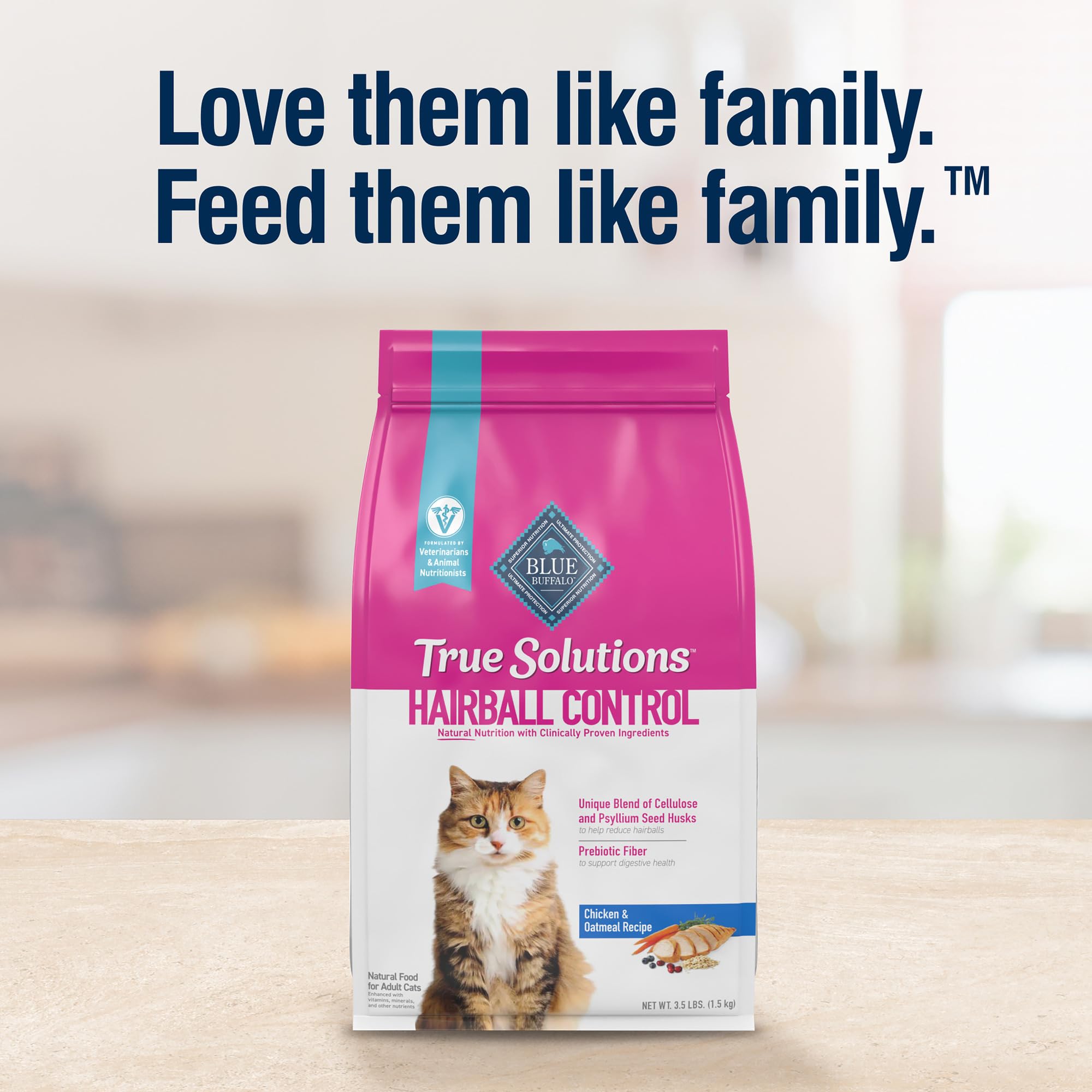 Blue Buffalo True Solutions Hairball Control Natural Dry Cat Food for Adult Cats, Chicken, 11-lb. Bag