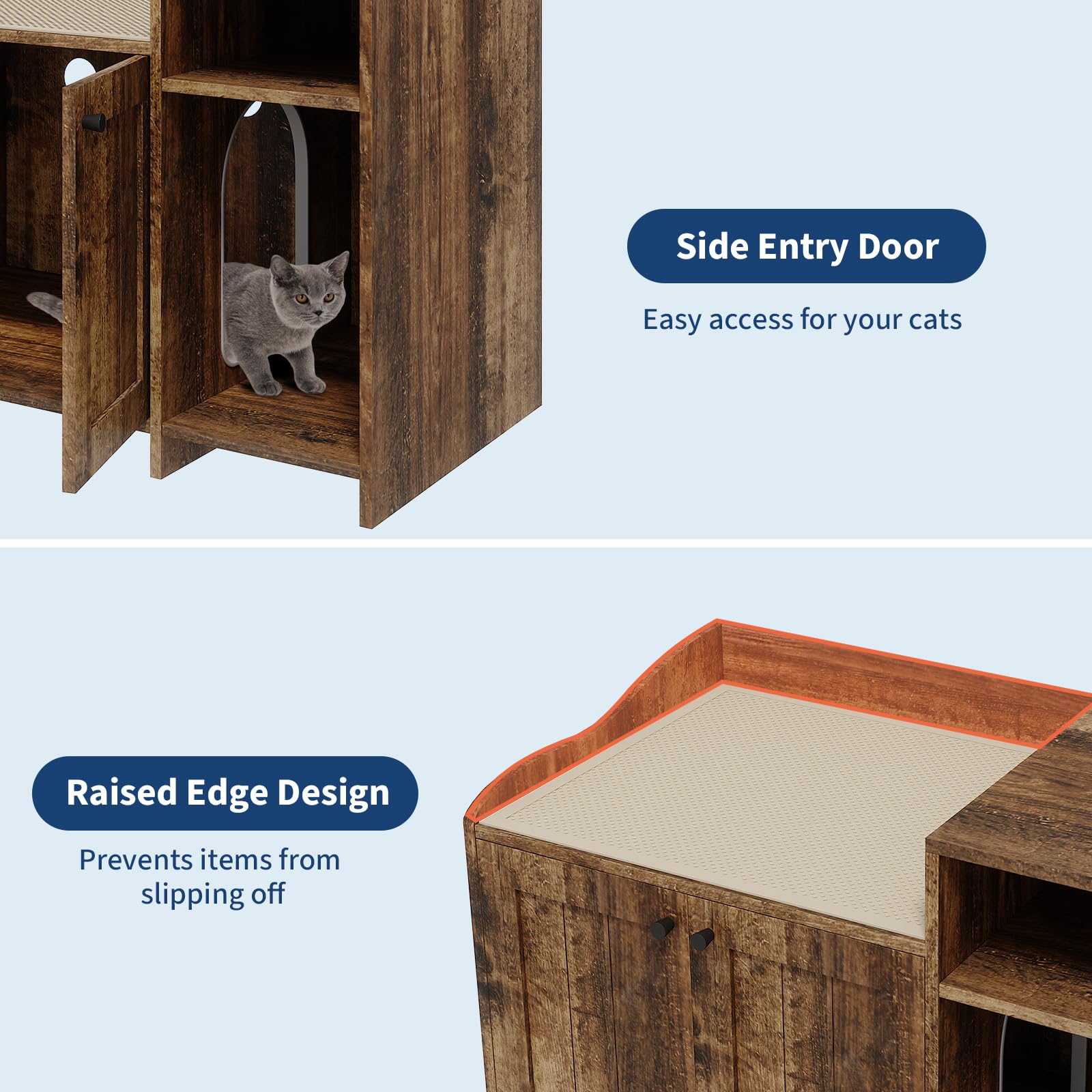 GarveeHome Cat Litter Box Enclosure with Storage Shelve Adn Wooden Barn Door, Hidden Litter Box Cabinet, End Table Style Indoor