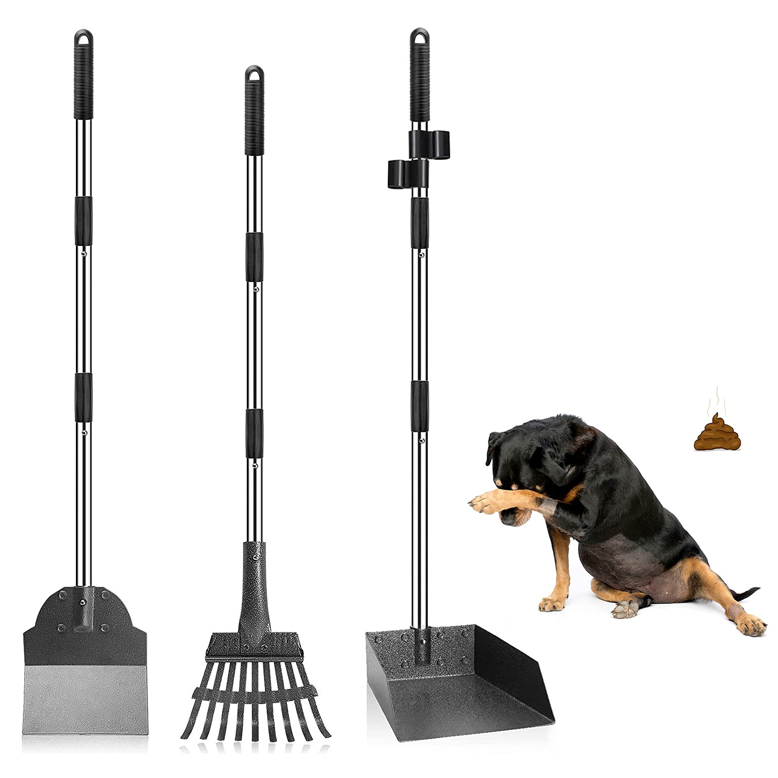 LUFFWELL Pooper Scooper, 41.8 Dog Pooper Scooper for Large Dog with Long Adjustable Handle, Heavy Duty Poop Scoop for Large D