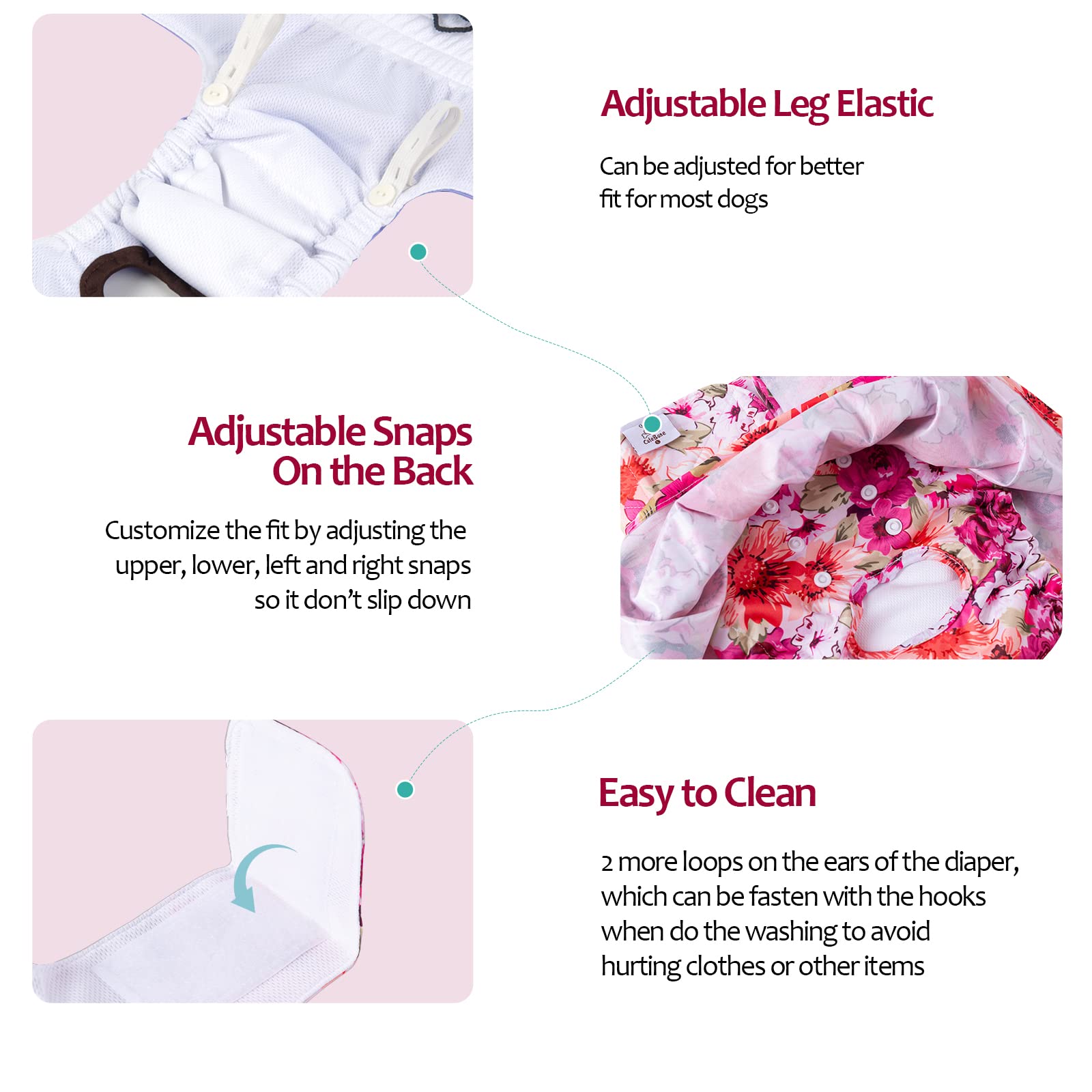 Cutebone Female Dog Diapers With Skirts 3 Pack Reusable Puppy Dresses Pants For Heat Cycle Period Qbd03Xl