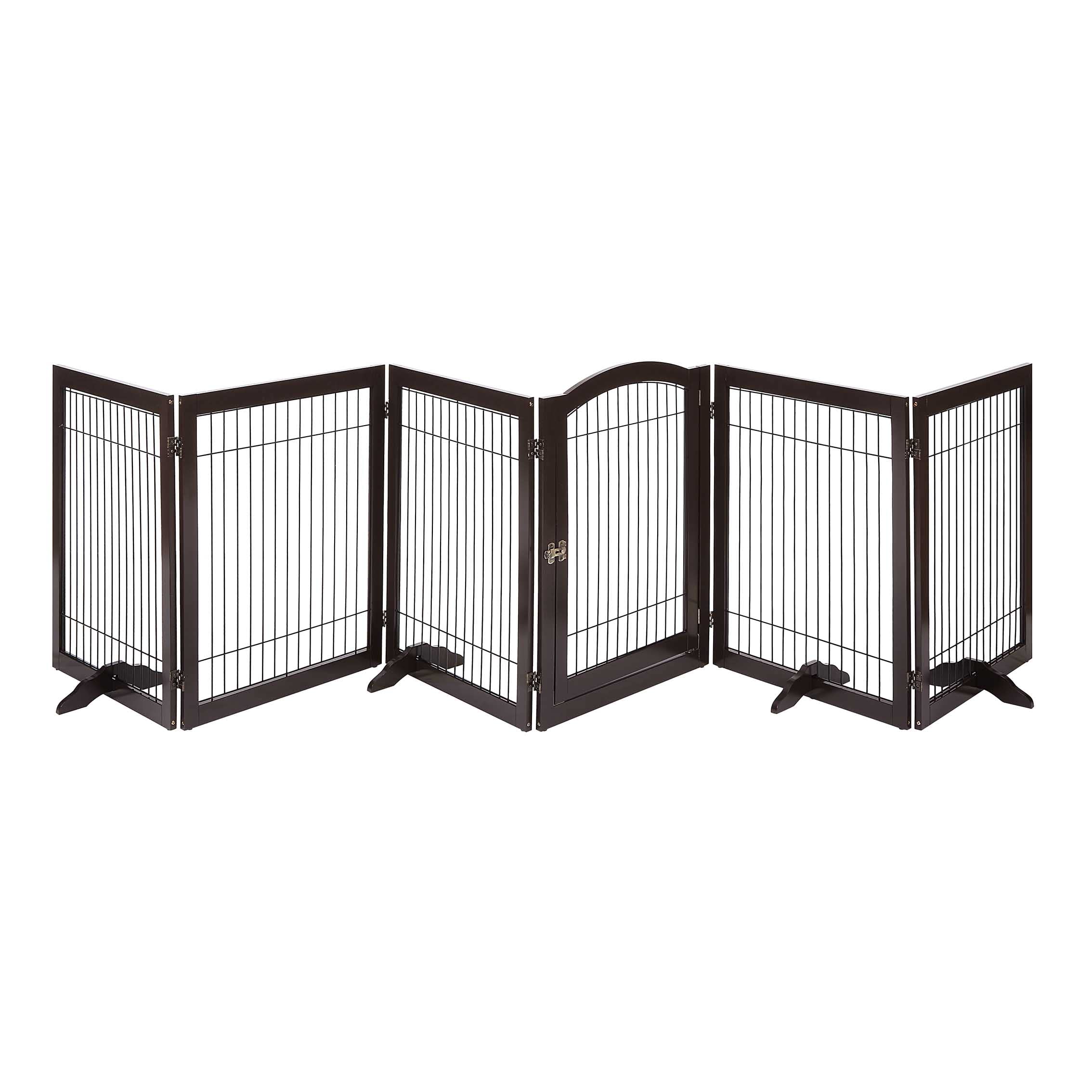 Unipaws Support Feet For Wooden Pet Gate, Freestanding Dog Gate, Set Of 2, Design For 0.71 Inches Thickness Panel, Espresso