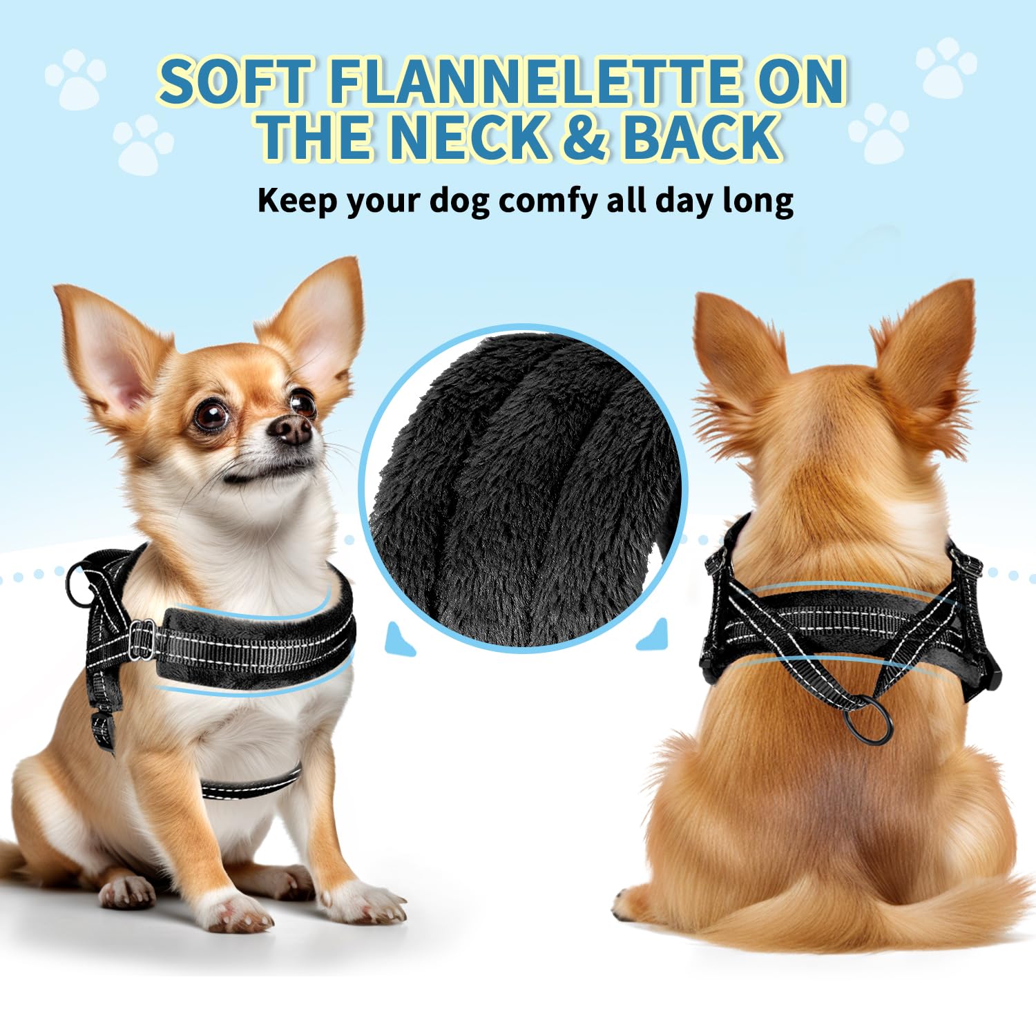 Slowton No Pull Small Dog Harness And Leash Set, Puppy Soft Vest Harness Neck & Chest Adjustable, Reflective Lightweight Harness