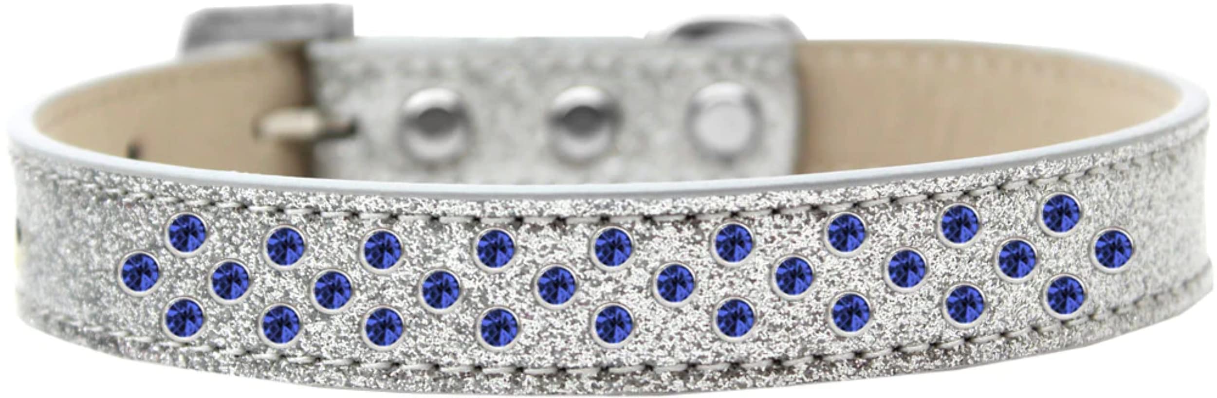 Dog, Puppy & Pet Ice Cream Collar, Blue Crystal Rimsets Sprinkles Silver 16