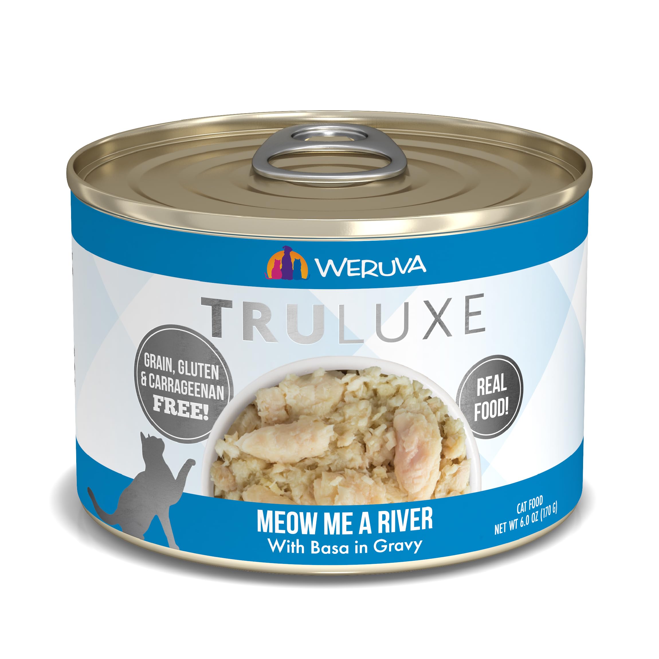 Weruva Truluxe Cat Food, Meow Me A River with Basa in Gravy, 6Oz Can (Pack of 24)