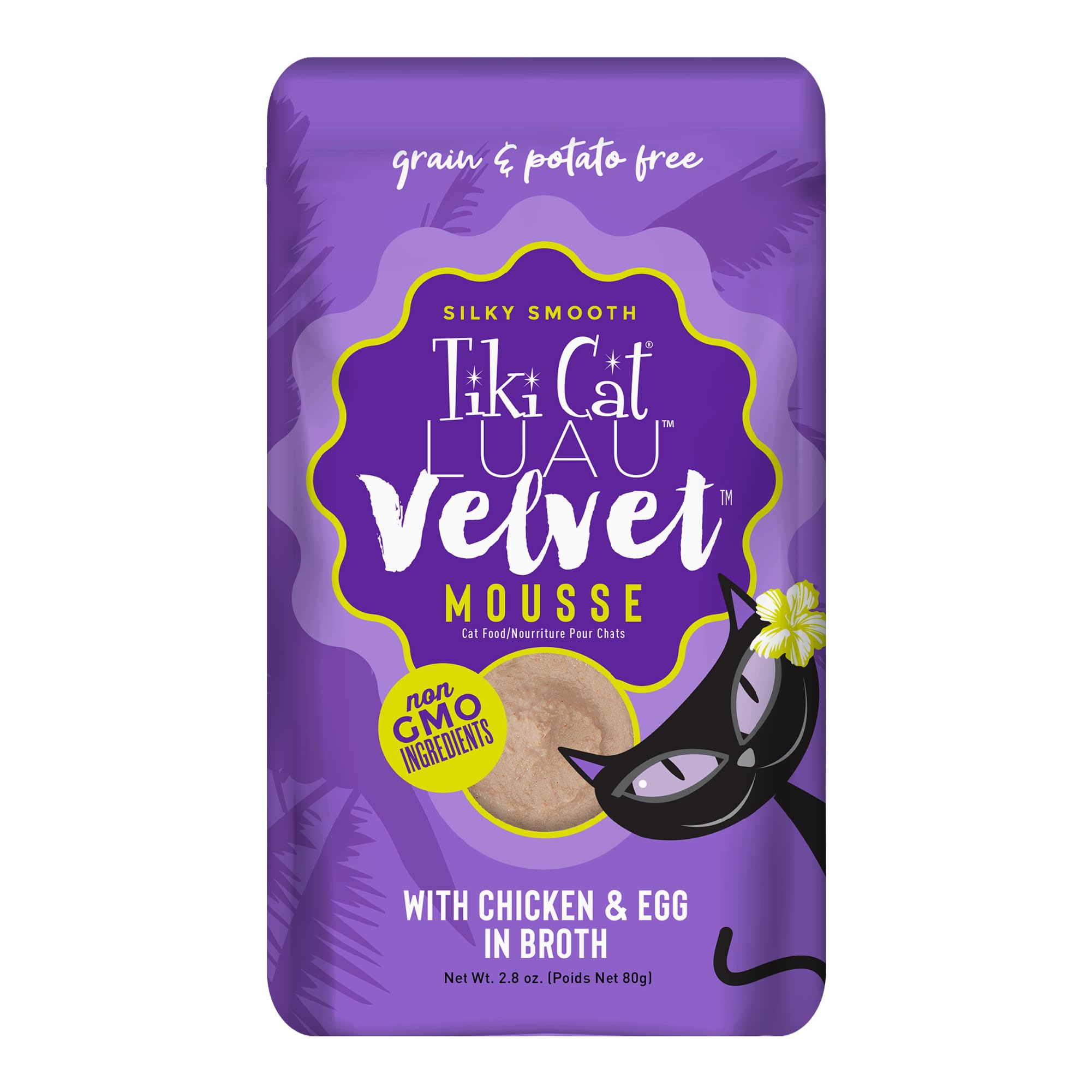 Tiki Cat Luau Velvet Mousse, Chicken & Egg in Broth, Complete Nutrition for Balanced Diet, Wet Cat Food For All Life Stages, 2.8