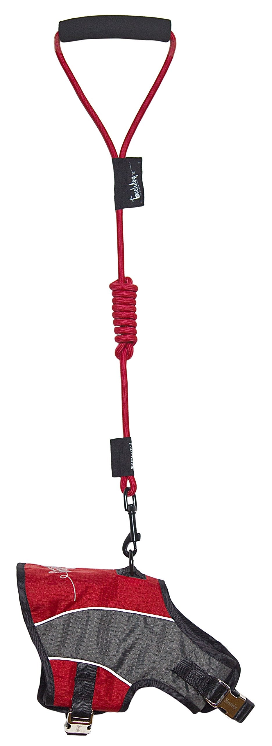 TOUCHDOG 'Reflective-Max' 2-in-1 Premium Performance Adjustable Pet Dog Harness and Leash Combination, Medium, Dark Red, Charcoa