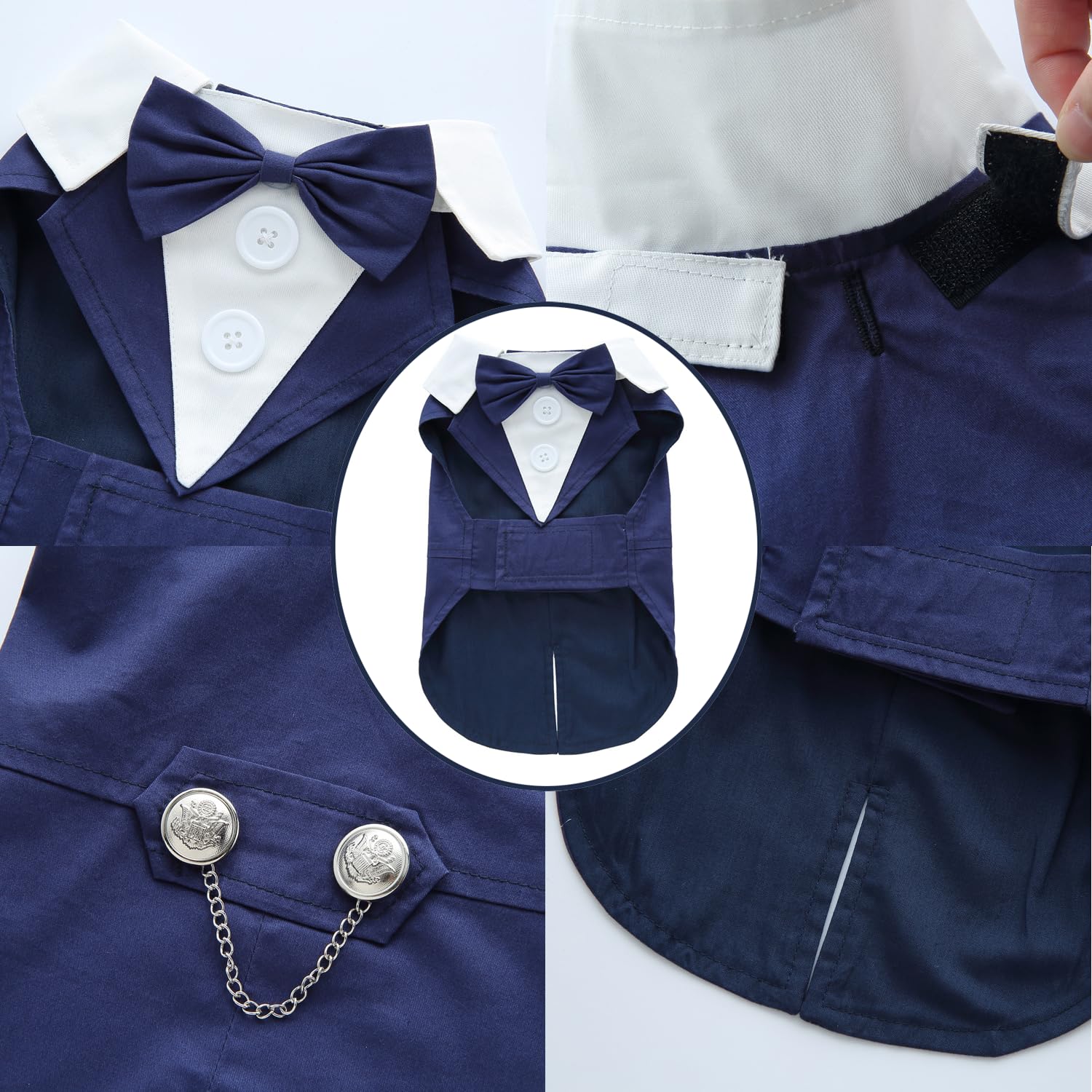 Doteyayp Puppy Tuxedo With Detachable Bowtie Prom Wedding Formal Wear Prince Costume For Small Dog (Small, Blue)