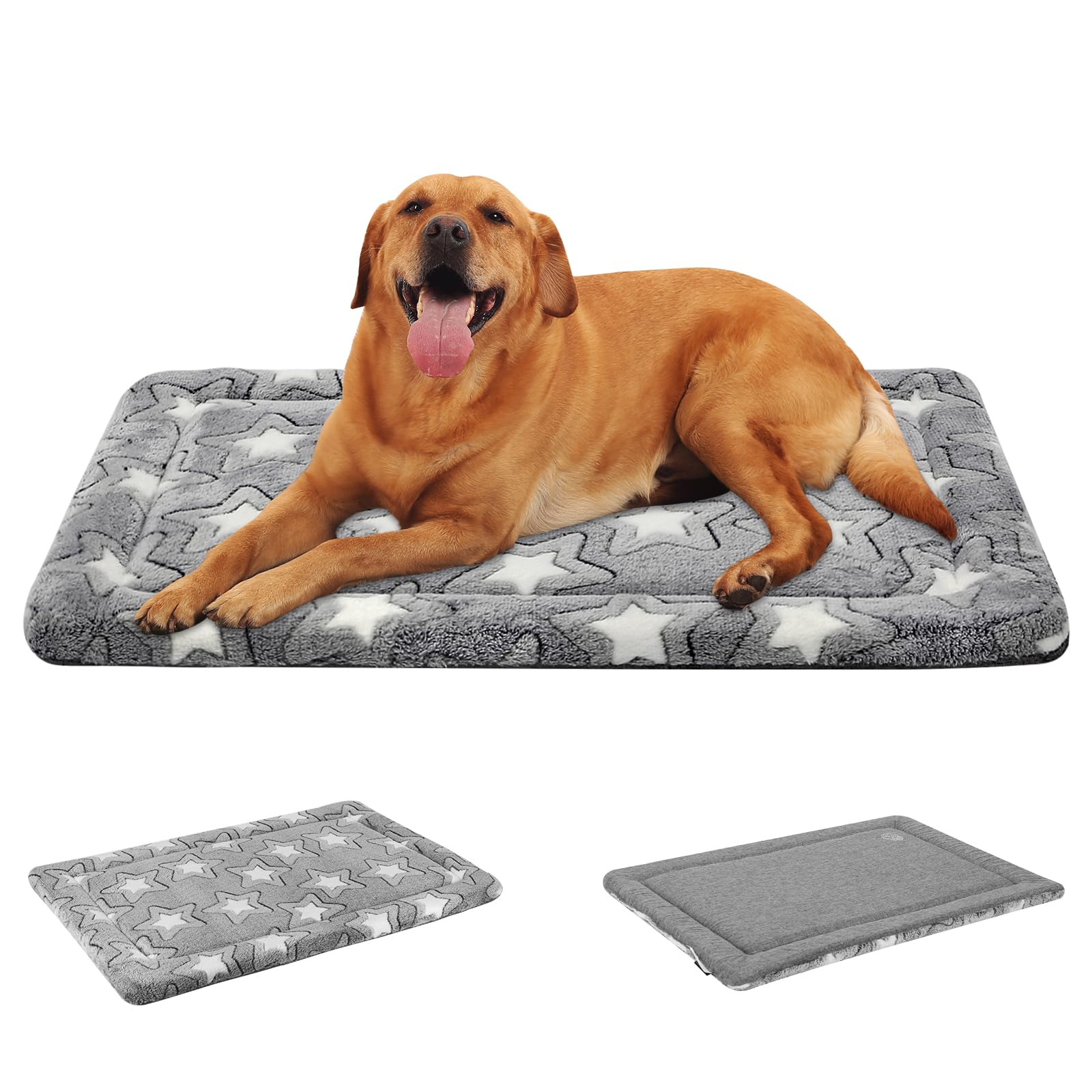 Empsign Dog Bed Mat Dog Crate Pad Reversible (Cool & Warm), Machine Washable Dog Crate Mat, Kennel Pad For Dog Sleeping Mattress For Large Medium Small Dogs, Grey