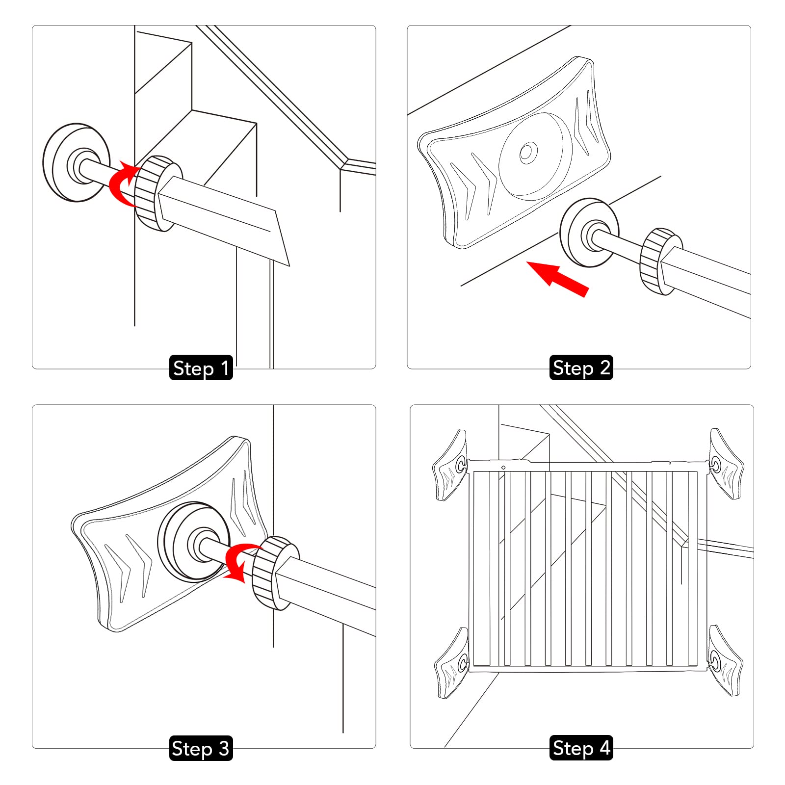 Baby Gate Wall Protector 4 Pack Dog Gates Wall Cups Protect Walls & Doorways From Pet For Child Pressure Mounted Stair Safety Gate- Fit All Safety Gate