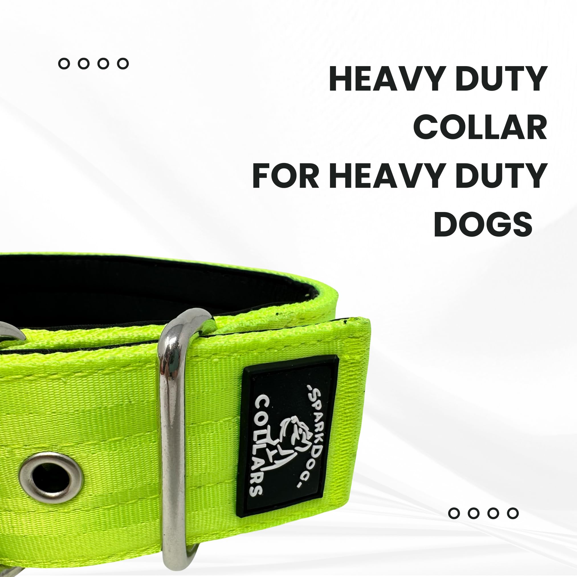 Sparkdog Collars Working Dog Collar - 2' 4Ply Padded Dog Collar Heavy Duty Stainless Steel Tactical Seatbelt Wide Buckle Collar