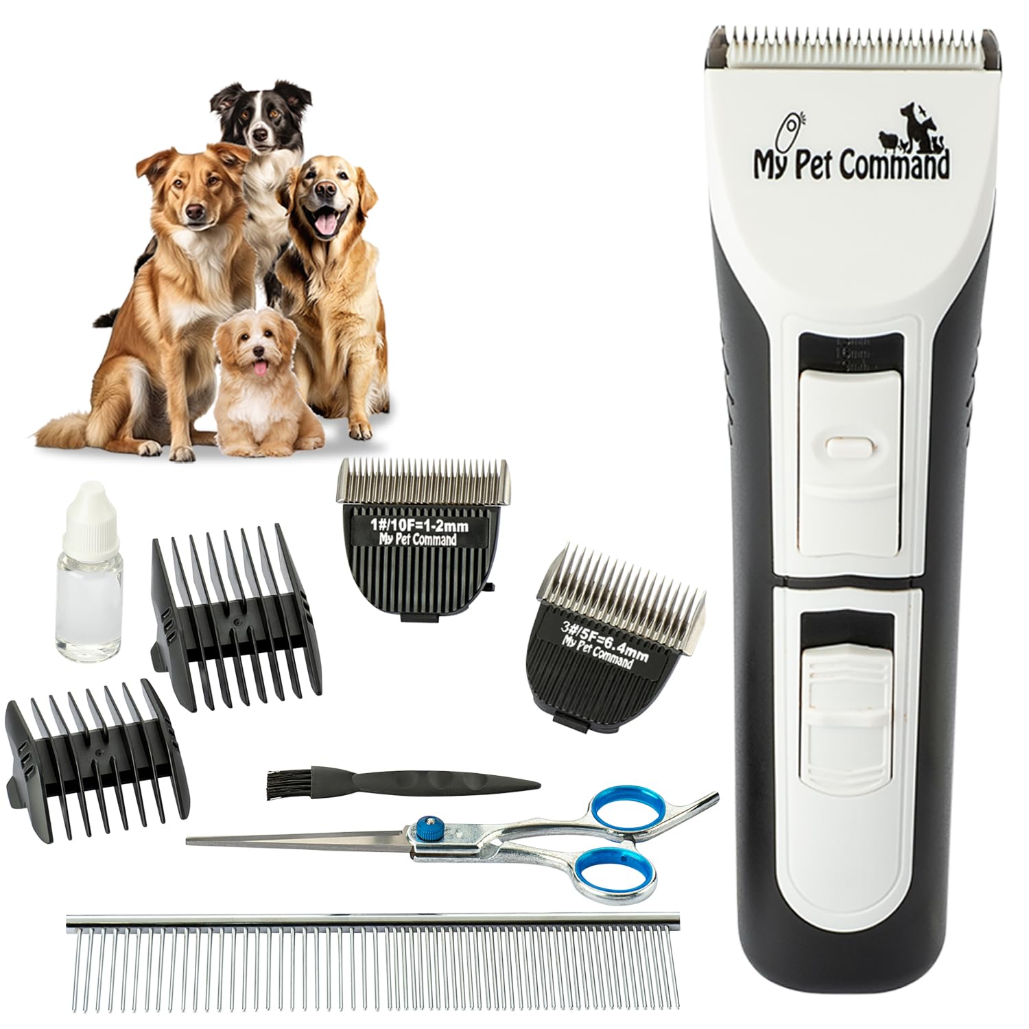 My Pet Command Professional Dog Clippers For Grooming, Cordless Rechargeable Pet Trimmers, Heavy Duty Dog Clippers For Thick Coa