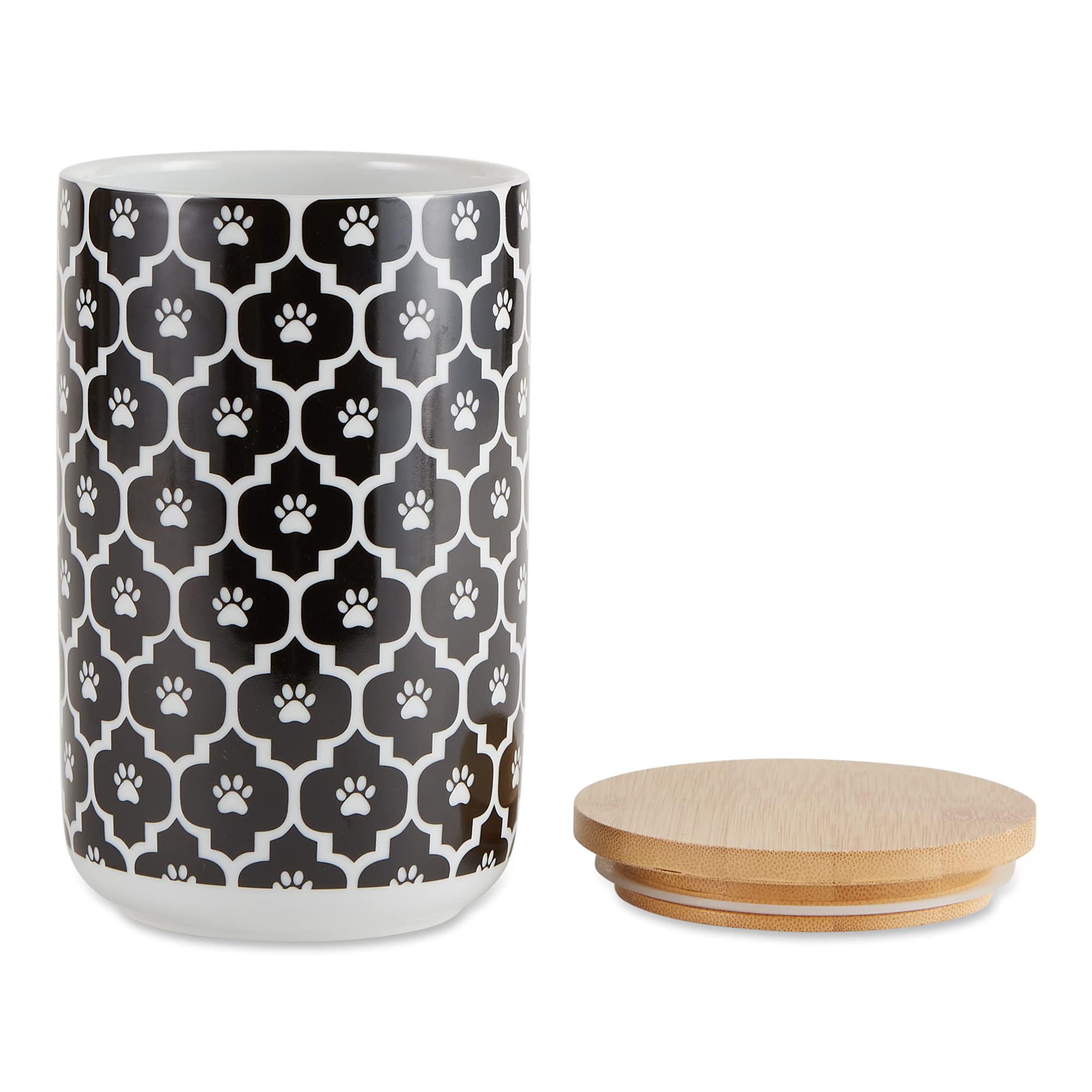 Bone Dry Lattice Collection Pet Bowl & Canister, Treat Canister, 4x6.5 inches, Black