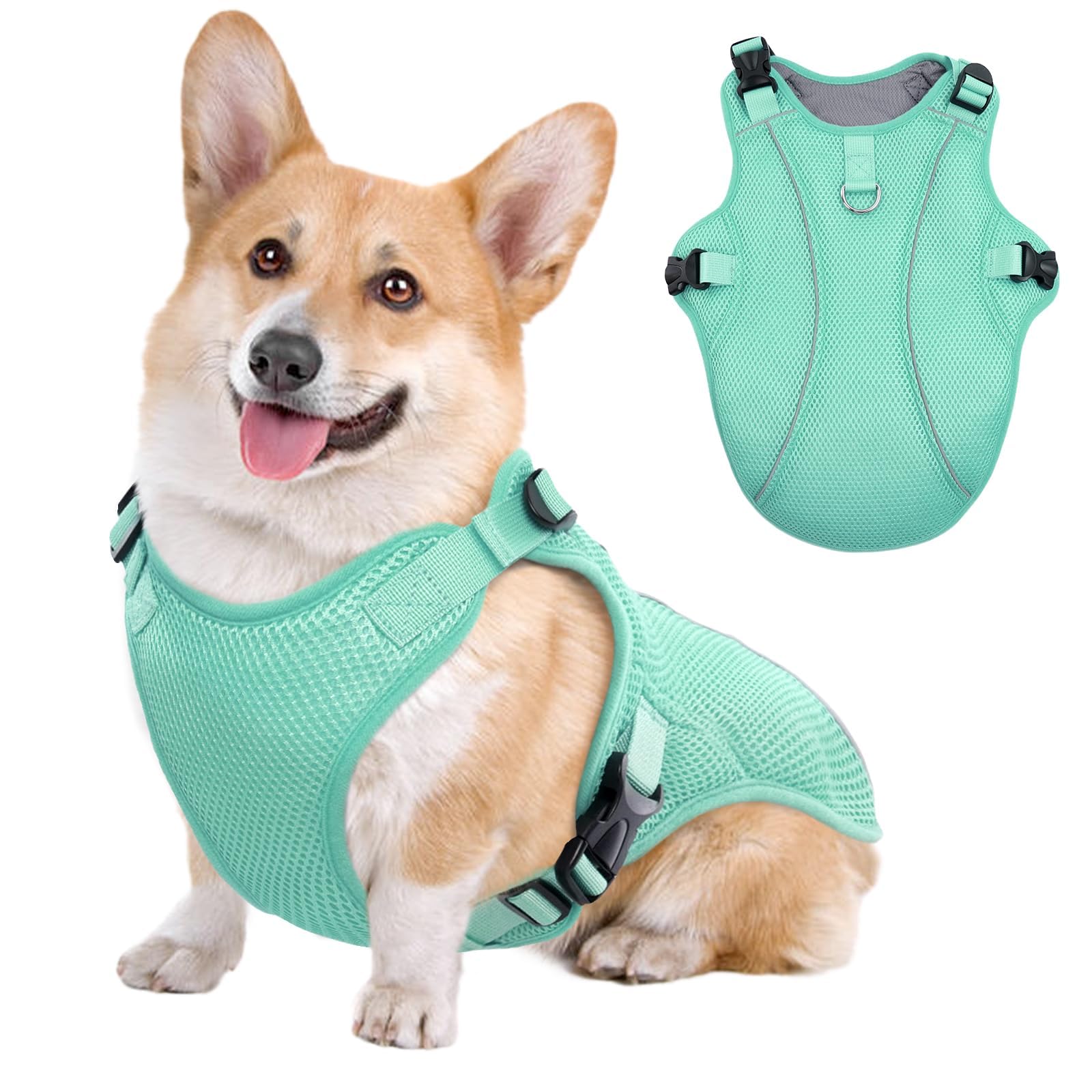 Kuoser Dog Cooling Vest Harness, Medium Dog Cooler Jacket With Adjustable Buckle For Outdoor Beach, Hiking, Training Green L
