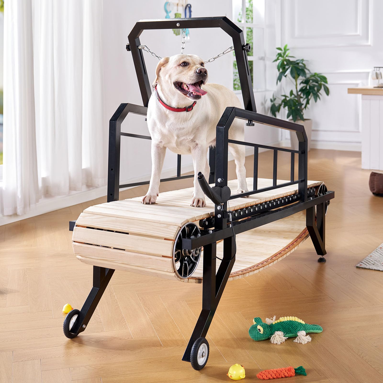 Albott Dog Treadmill for Large & Medium Dogs with Pace Adjustbable Brake and Roller Wheels, Enlarged Indoor Slatmill for Dogs to