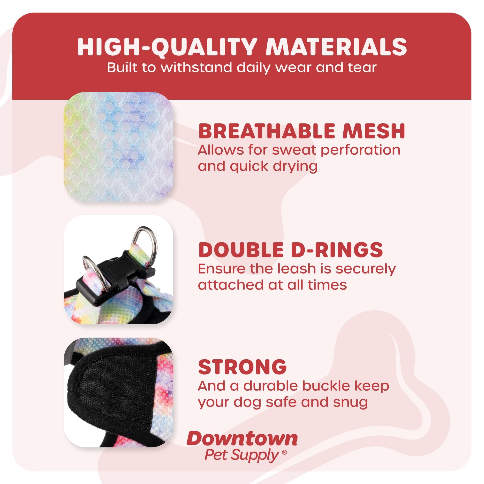 Downtown Pet Supply Step In Dog Harness For Small Dogs No Pull, X-Small, Tie Dye Traditional - Adjustable Harness With Padded Me