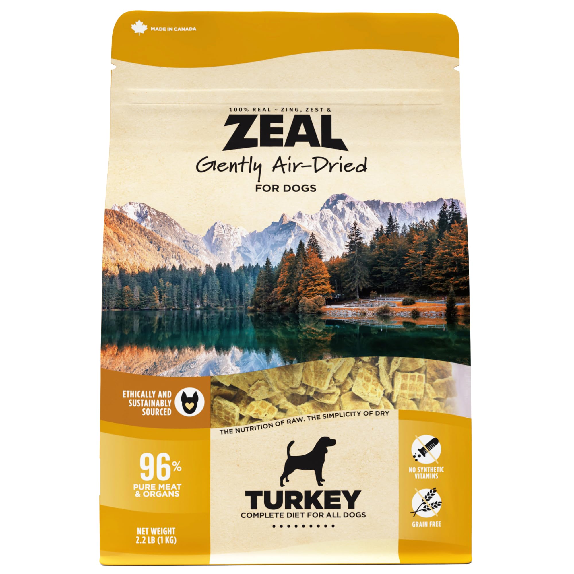 ZEAL Canada Air-Dried Turkey Recipe for Dogs - High Protein, Natural Superfoods, Nutrient Rich, No Fillers, Grain Free, Complete
