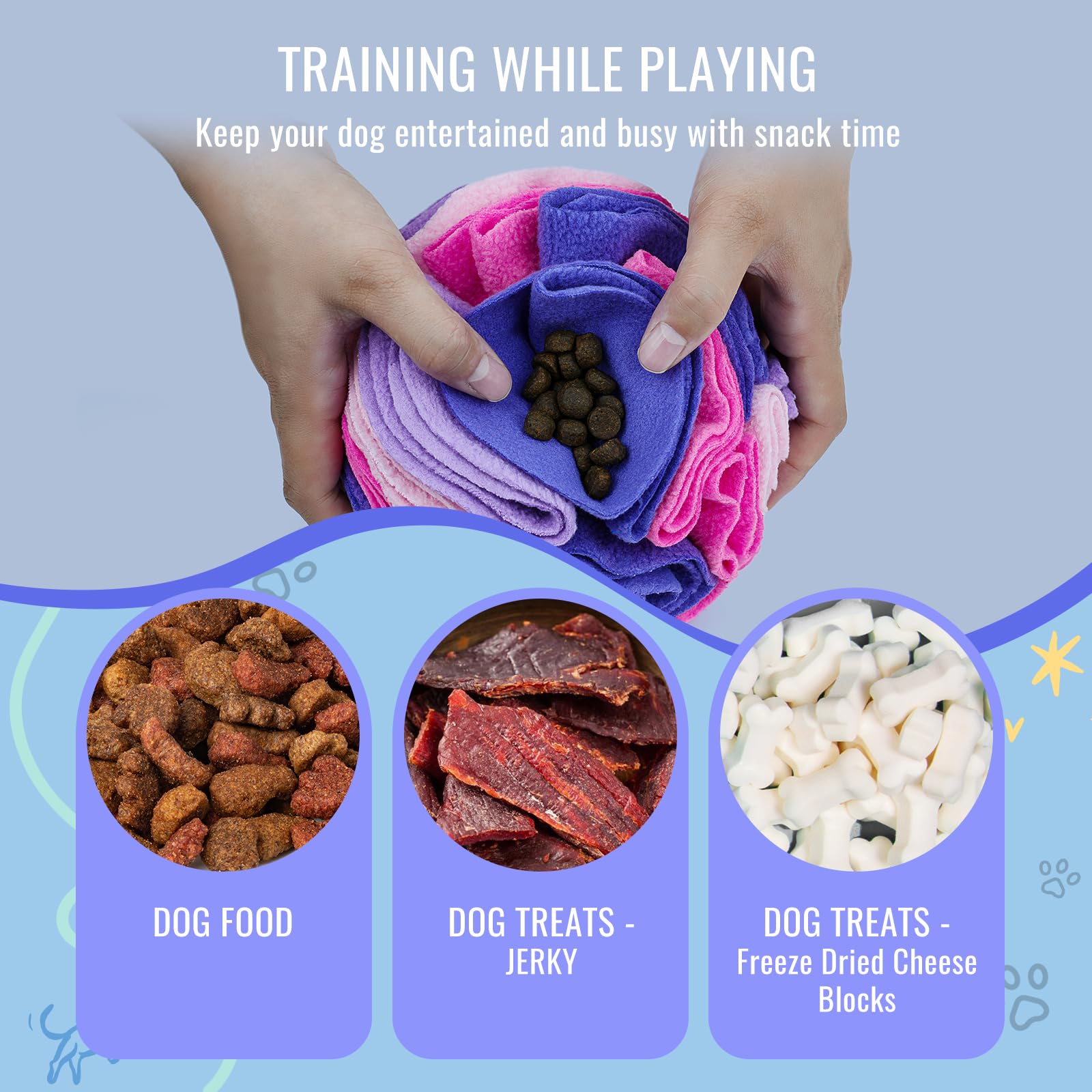Larimuer Pet Snuffle Ball - Interactive Dog Puzzle Sniffing Toy For Blind Dogs Training, Stress Relief & Enrichment - Machine Wa