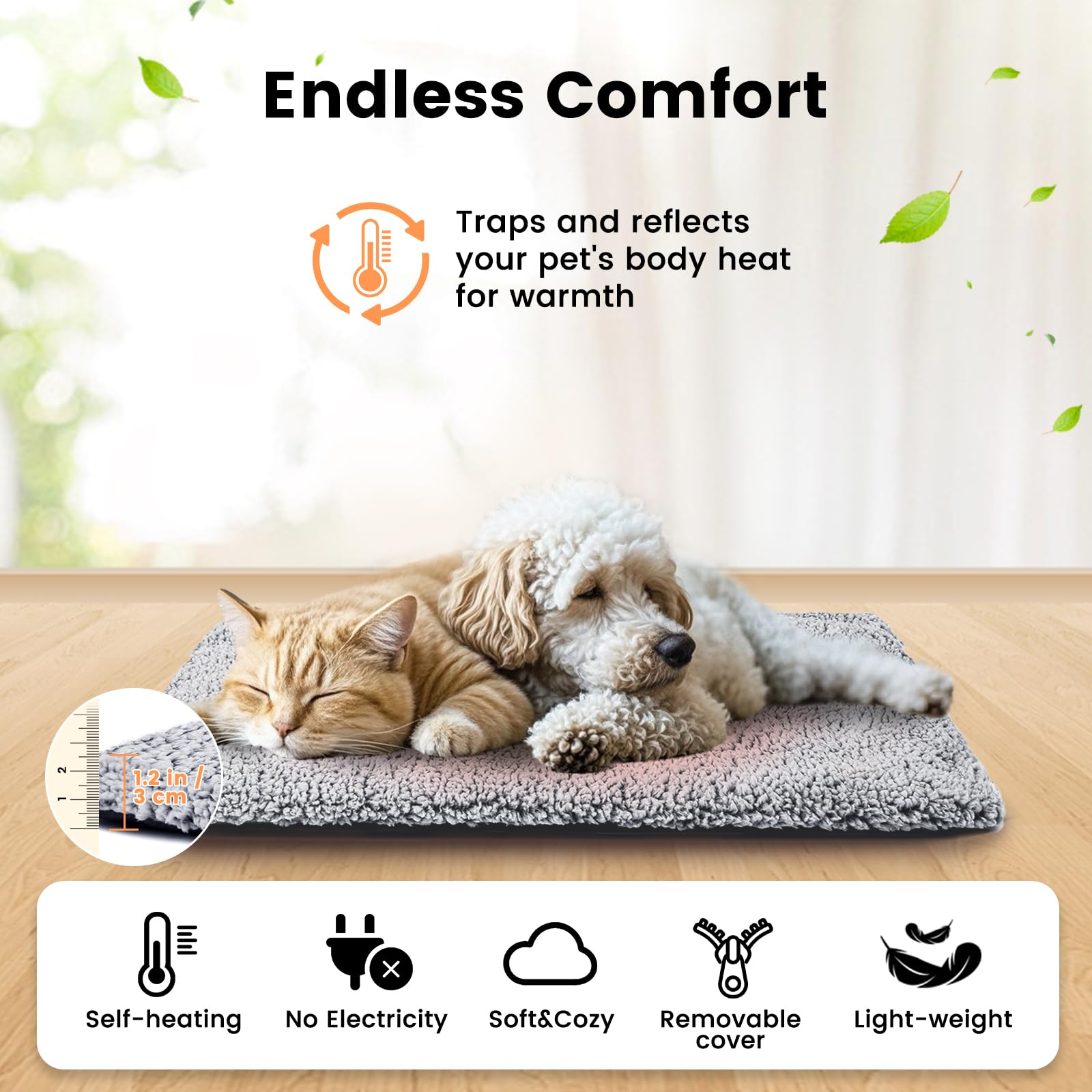 Miguel Cat Bed Self Warming Dog Bed Cat Self Heating Mat For Dog Heating Pad For Dogs House 36 X 24 Inch Thermal Dog Crate Pad,