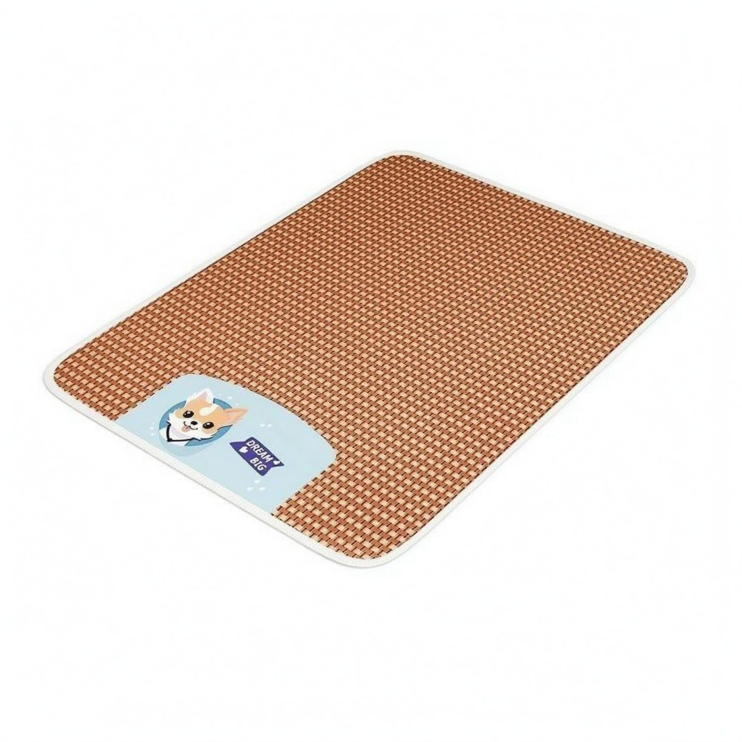 STYLEHEAVEN Cool Rattan Pet Mat Breathable Feline Sleeping Mat Woven Rattan Pet Bed Flat for Cats, Dogs, Summer Use, Blue, XXL P