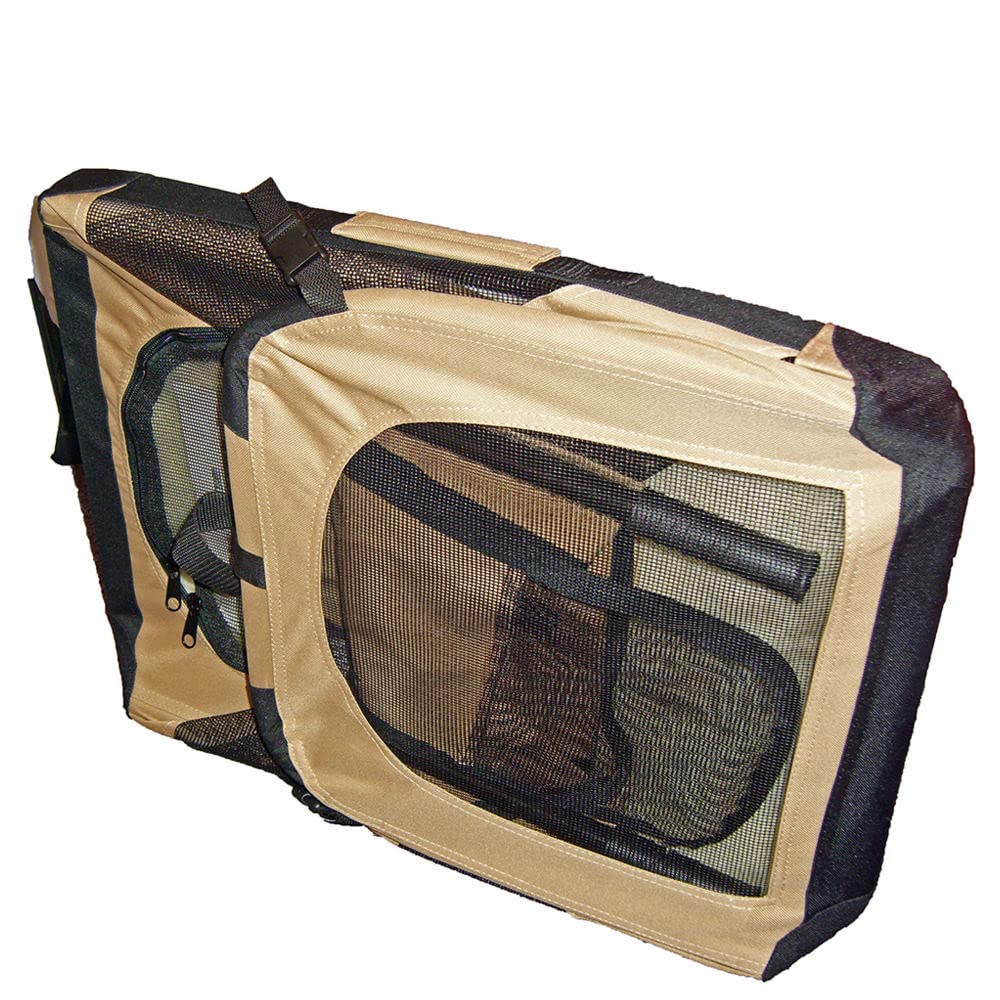 Pet Life Folding Zippered 360° Vista View House Carrier (features 3M Thinsulate): Khaki, Small
