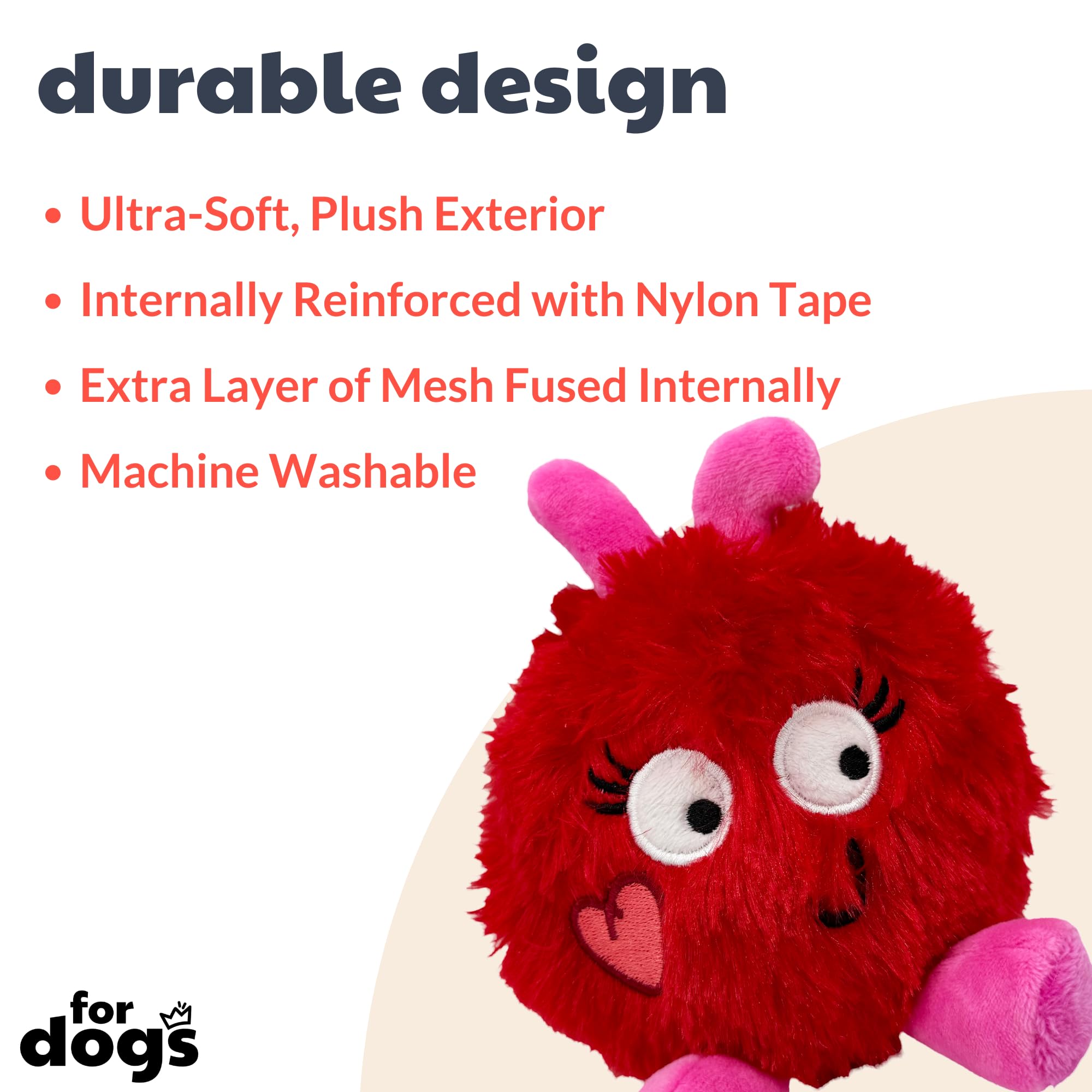 Huxley & Kent For Dogs - Fur Bug (One Size - 4.5'') - Valentine'S Day Power Plush Funny Dog Toy With Squeaker - Fun, Durable - H