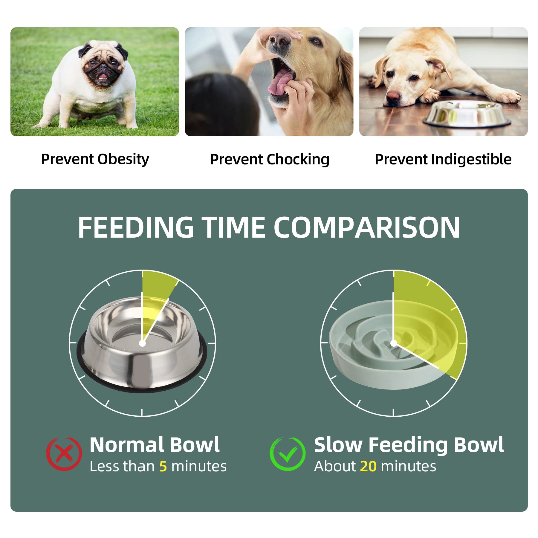 Havniva 8.2inch Ceramic Slow Feeder Dog Bowl for Medium and Large Breed, Puzzle Dog Food Dish, Anti-Gulping, Pet Slow Feeder, St
