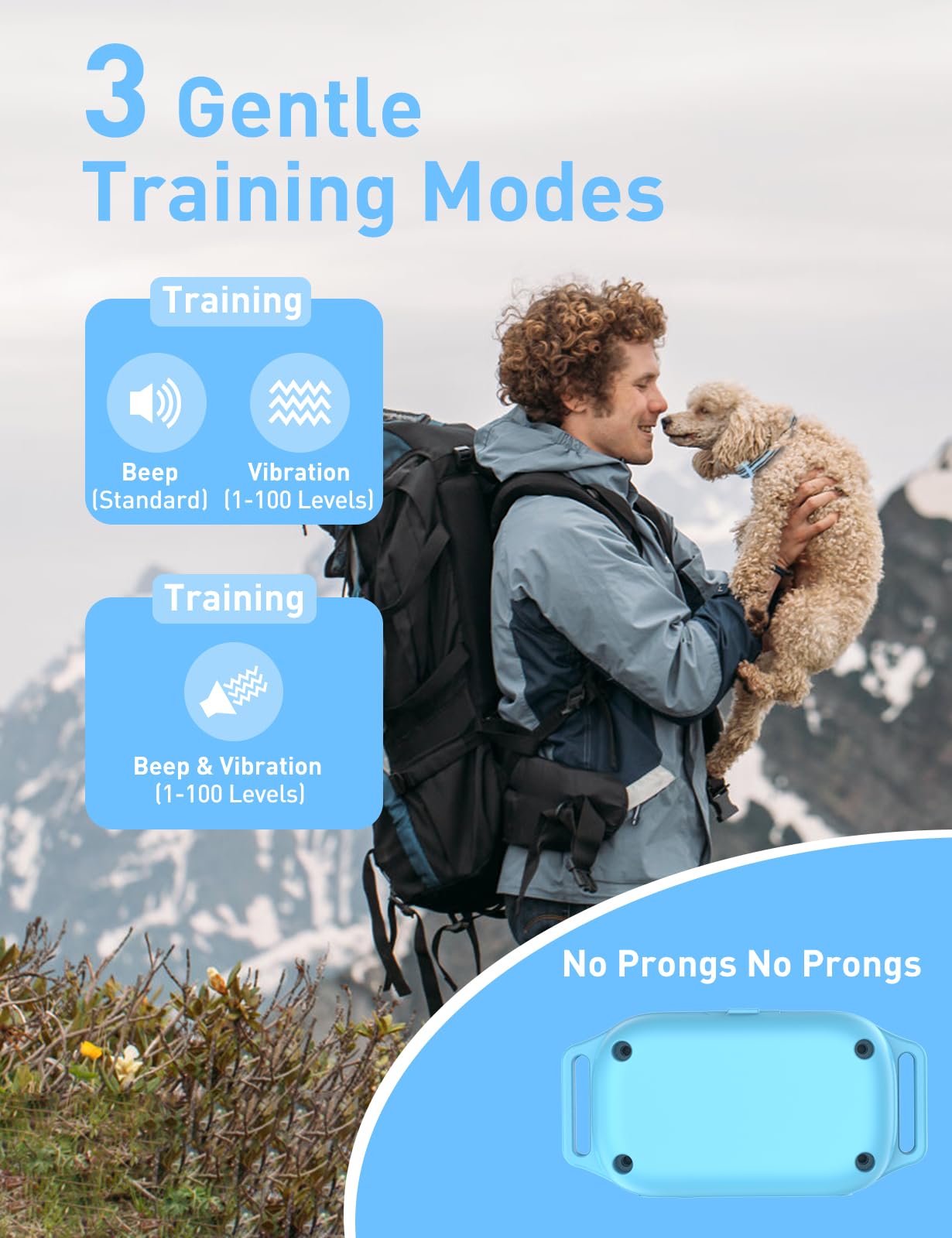 Doglinsen No Shock Dog Training Collar, Beep And Vibrating Collar With Remote 2800Ft For Small Puppy Medium Large Dogs - No Pron
