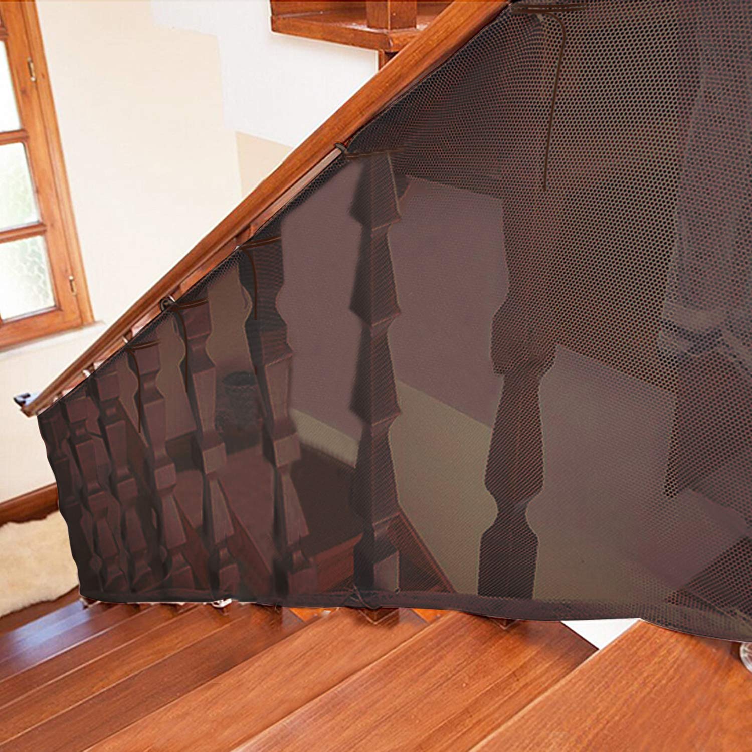 Adsoner Child Safety Net - 10ft L x 2.5ft H, Balcony, Patios and Railing Stairs Netting, Safe Rail Net for Kids/Pet/Toy, Sturdy