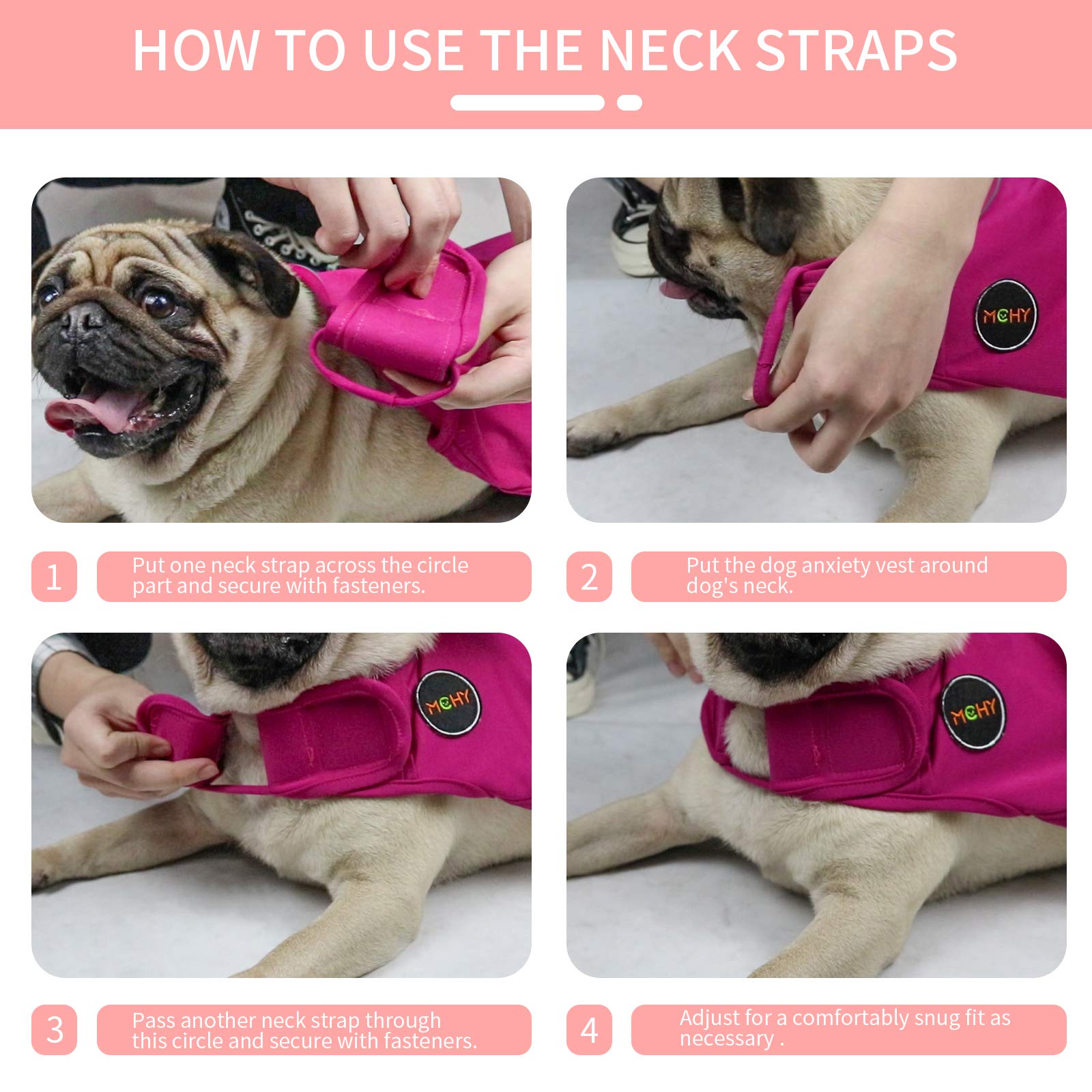 Mchy Dog Anxiety Vest, Anxiety Relief For Dogs, Dog Calming Coat (Pink Xl)