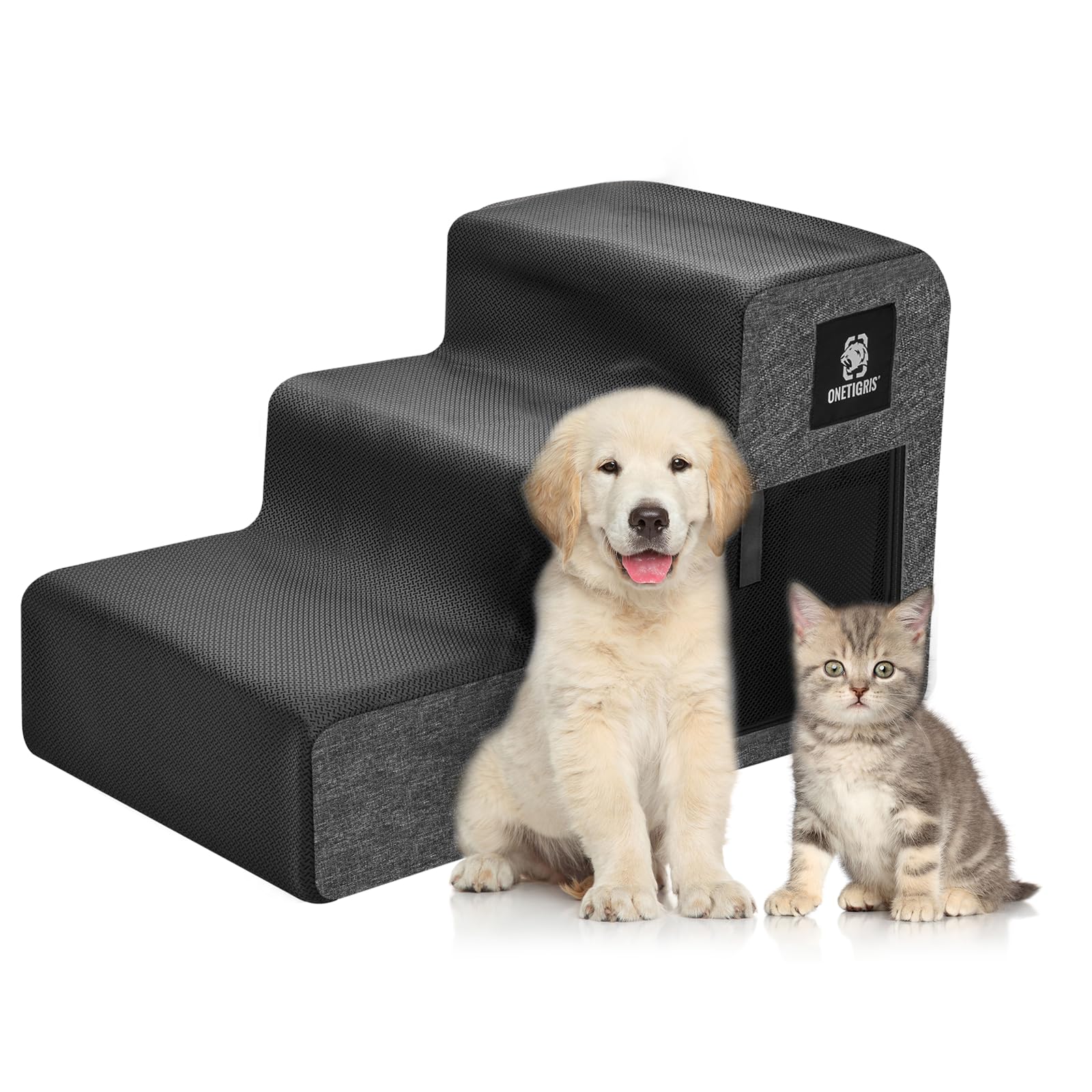Onetigris Dog Steps For Small Dogs, 3-Step Dog Stairs For High Beds And Couch, Non-Slip Pet Stairs For Small Dogs(M)