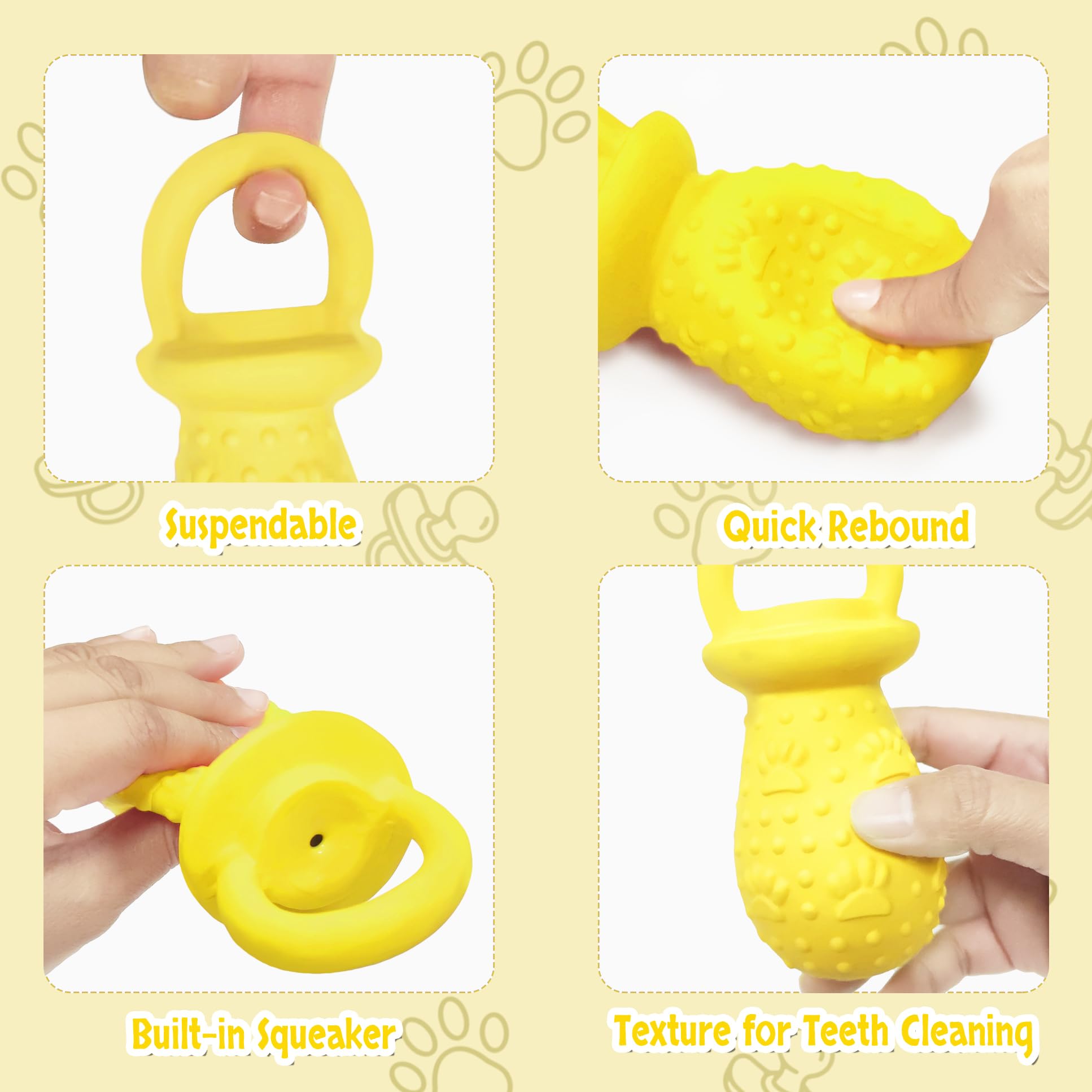 Llspet Latex Chew Dog Toys, Novelty Squeaky Pacifier Dog Toys, 5.2'' Durable Pacifier Dog Chew Toys For Small And Medium Dogs(Ye