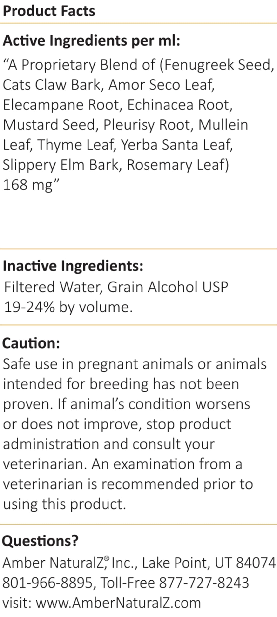 Amber NaturalZ Numo Care C Lung Health Herbal Supplement for Cats | Feline Herbal Supplement for Bronchial Support and Respirato