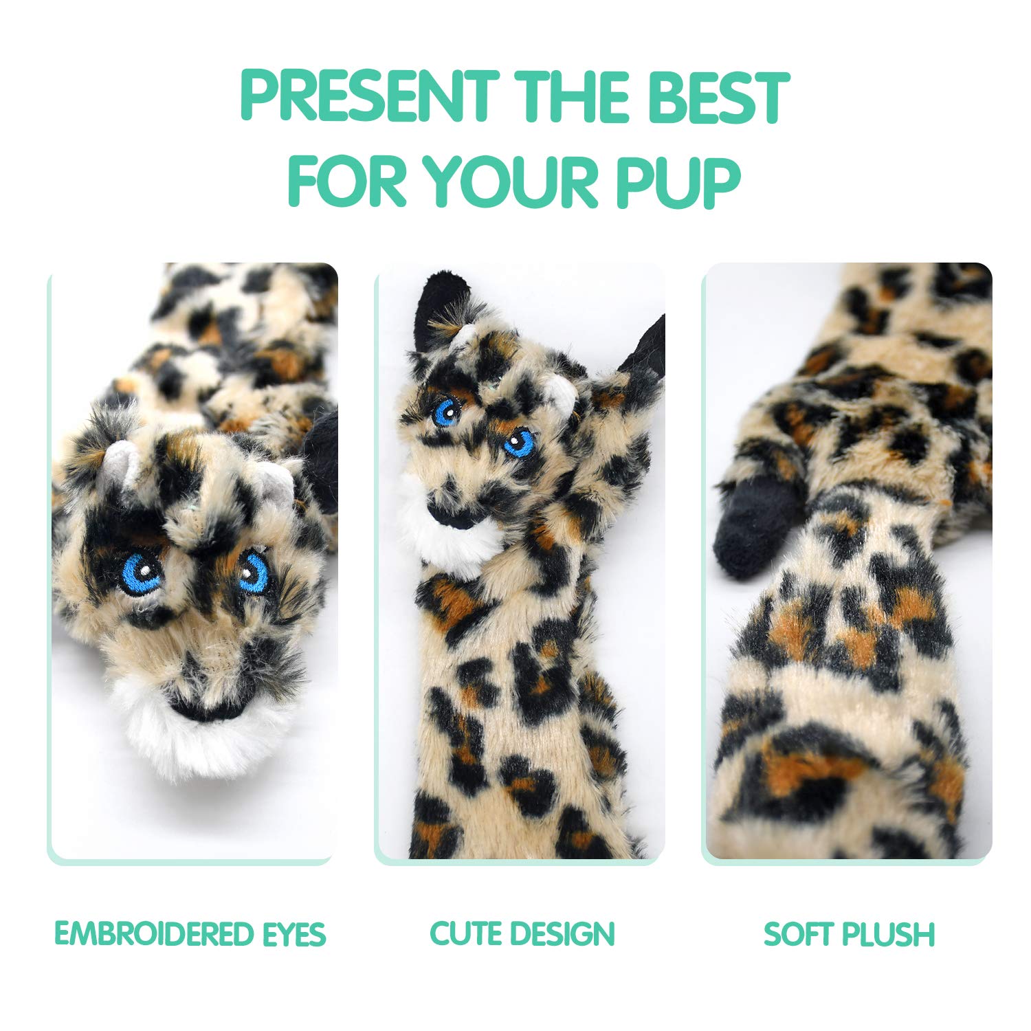 Sharlovy Dog Squeaky Toys No Stuffing, 3 Pack Dog Toys Crinkle Dog Toys For Small Dogs Durable Dog Chew Toys Plush Cute Animals
